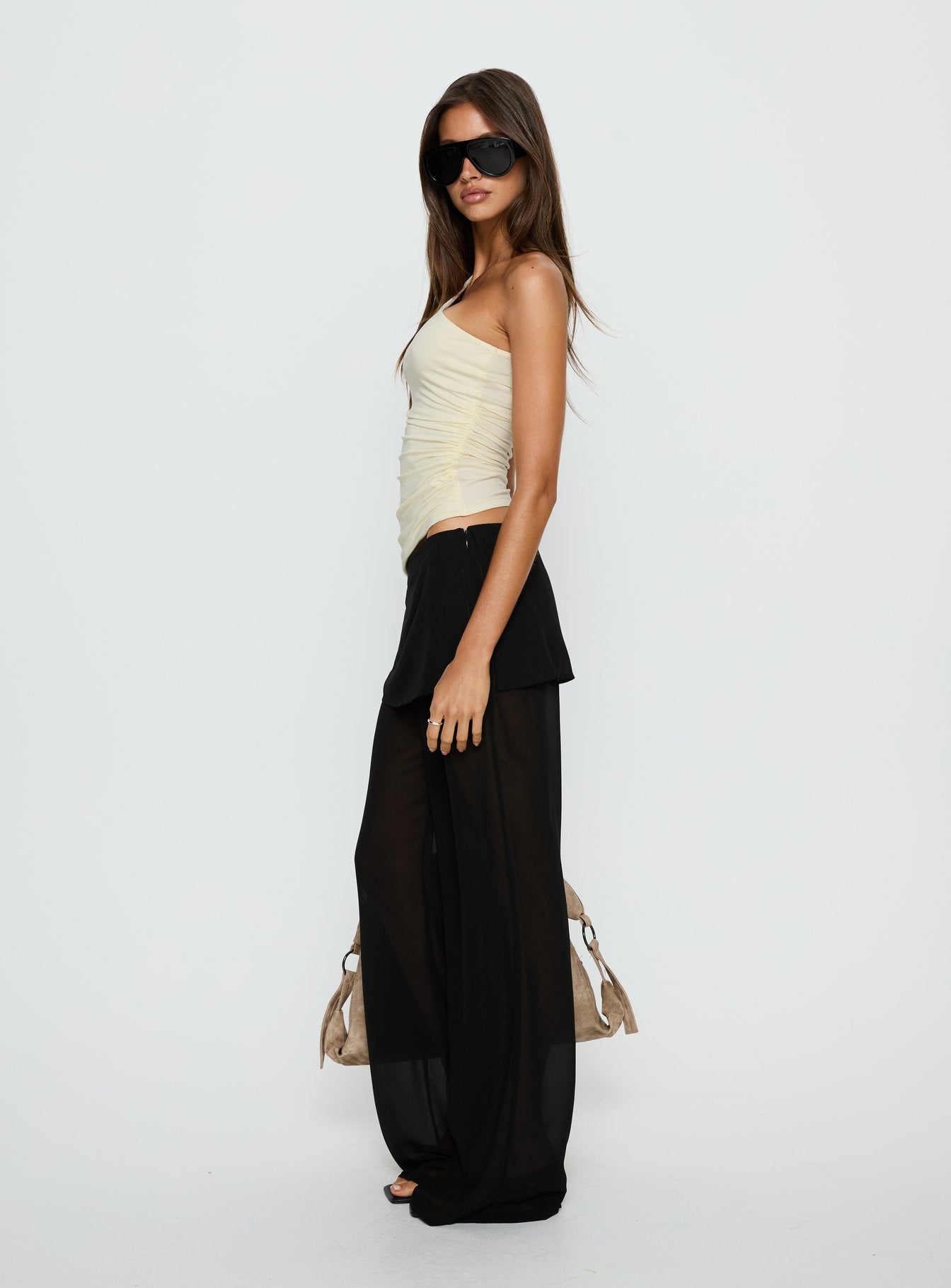 Jaedon Chiffon Layered Pants Black - Image 5