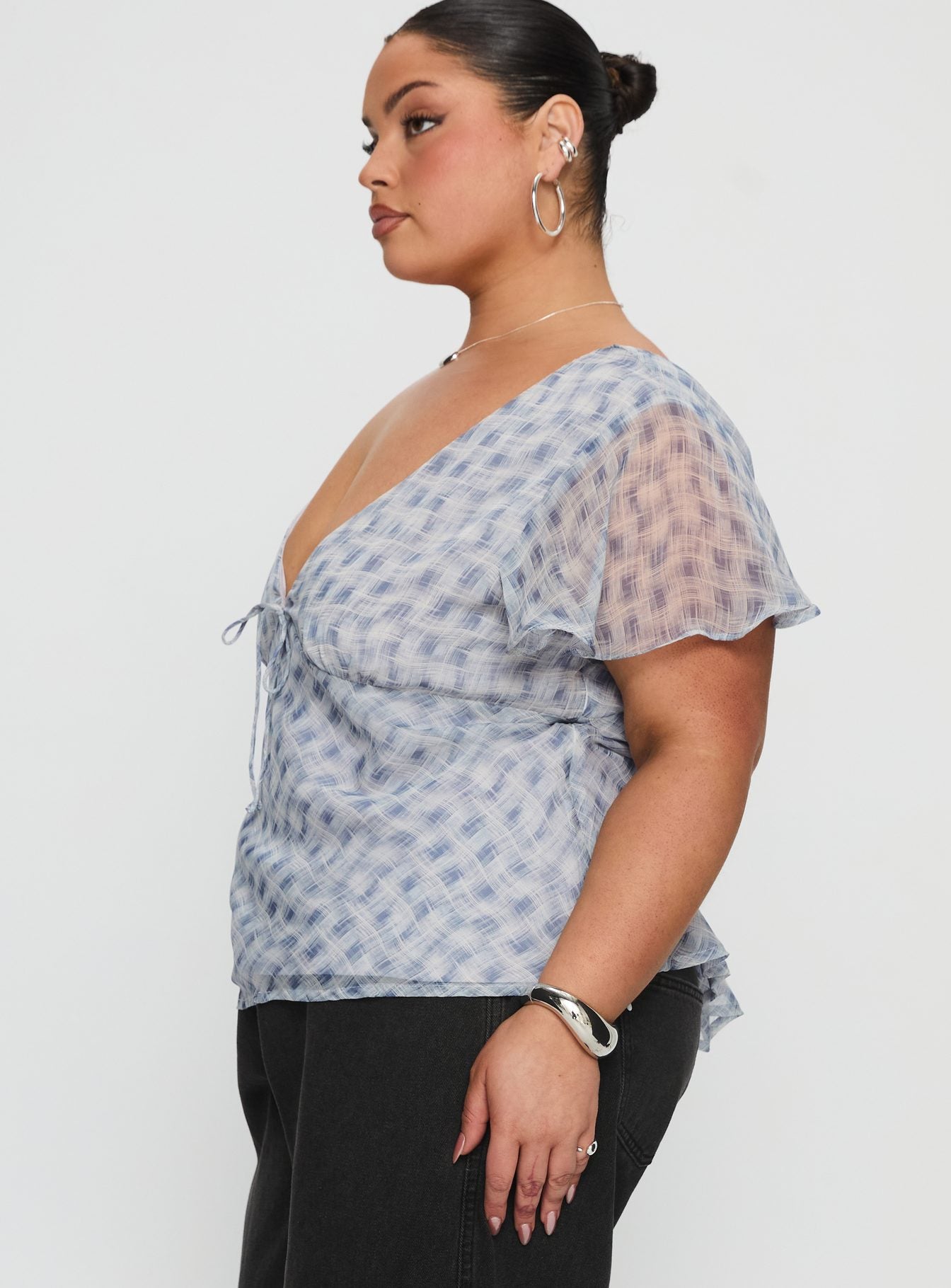 My Last Love Top Blue Check Curve - Image 3