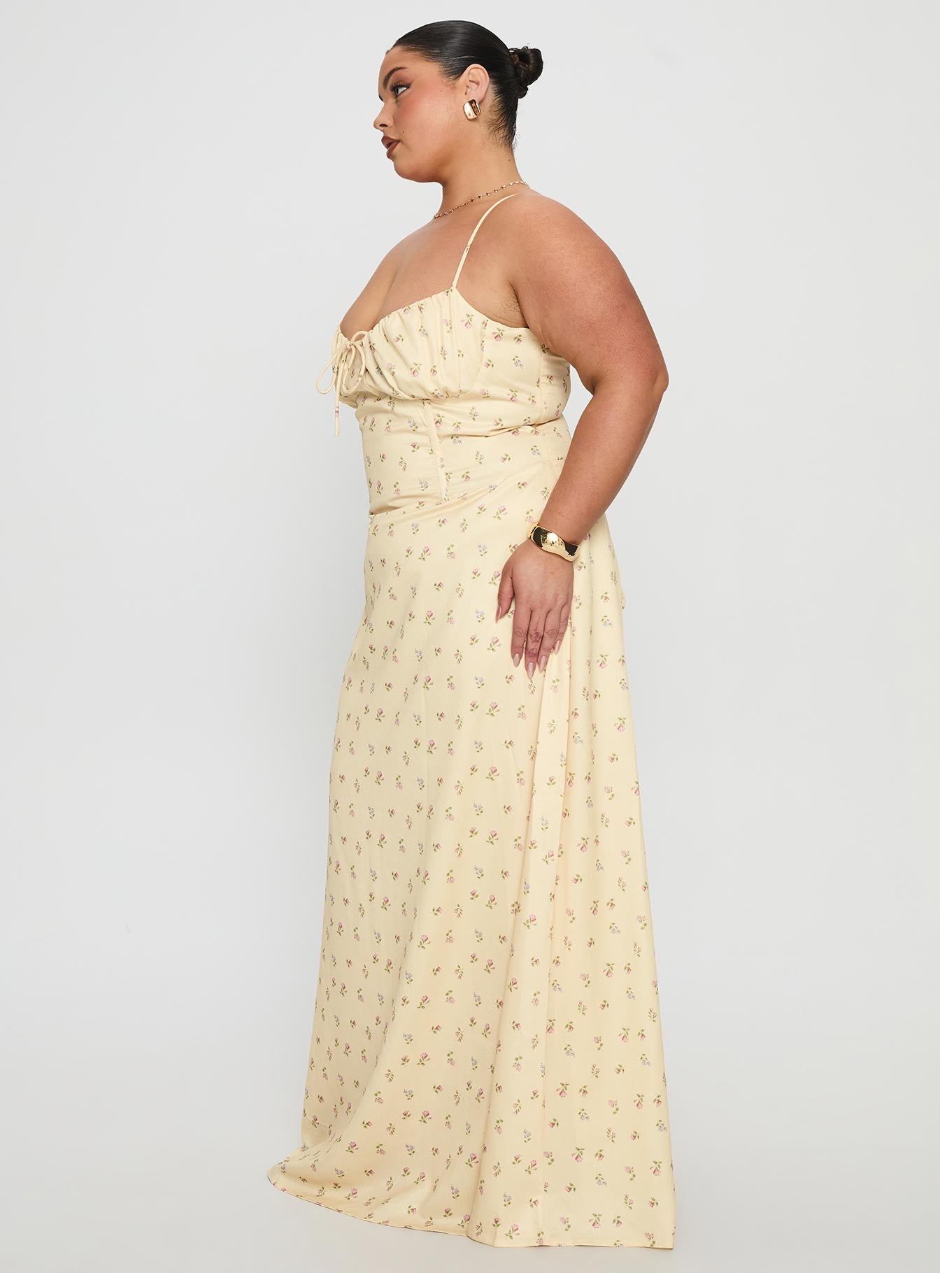 Members Only Maxi Dress Yellow Floral Curve - Image 4