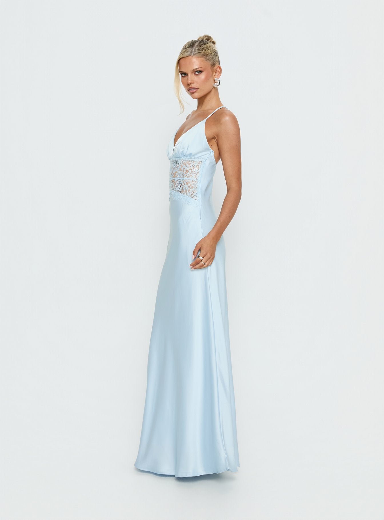 Klairee Halter Lace Maxi Dress Icy Blue - Image 4