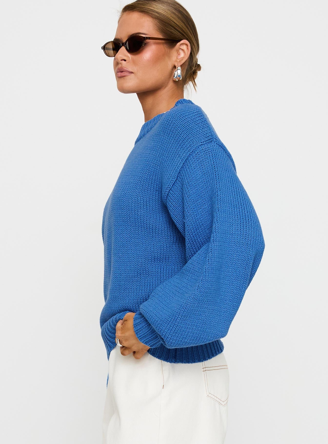 Harmony Balloon Sleeve Knit Sweater Blue - Image 4