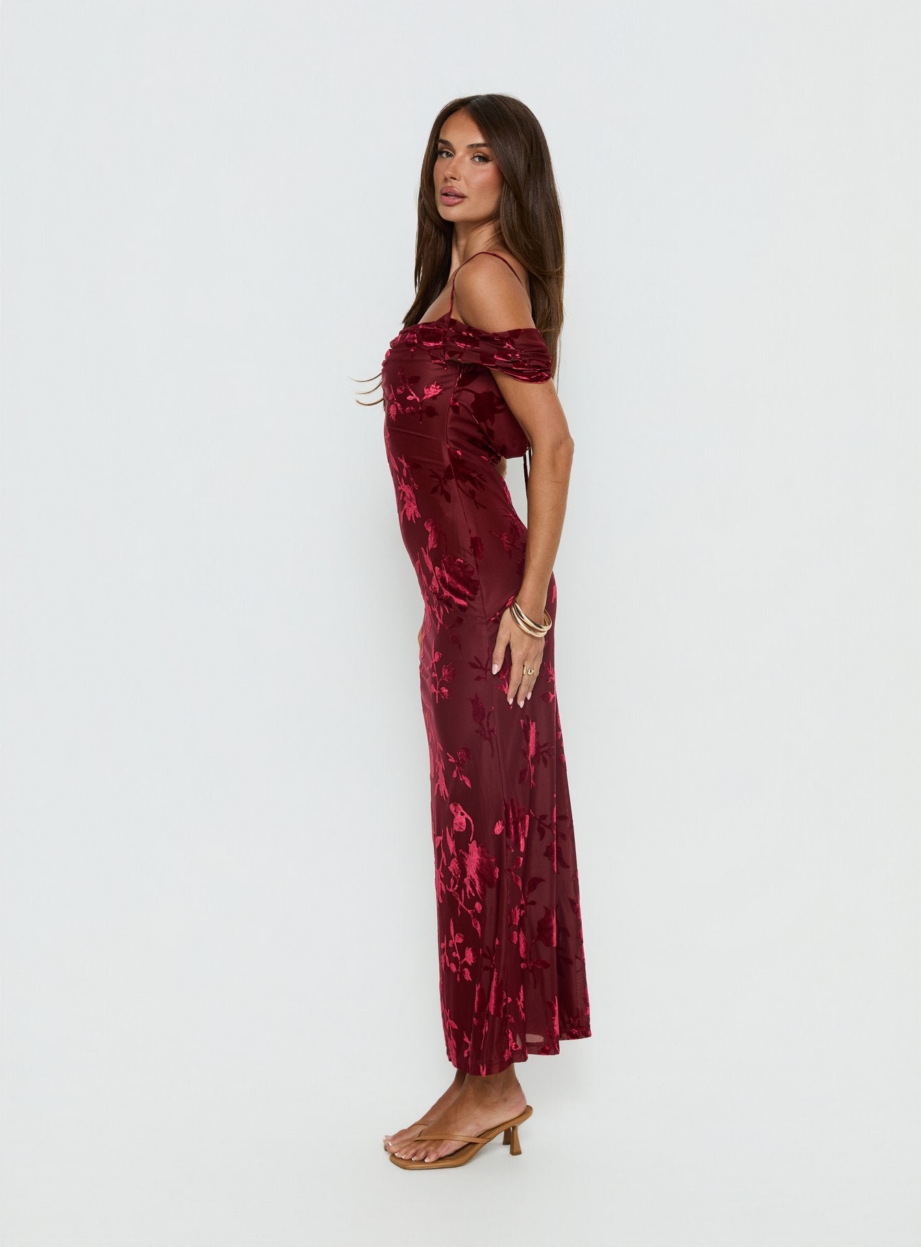 Green Gables Burnout Maxi Dress Burgundy - Image 4