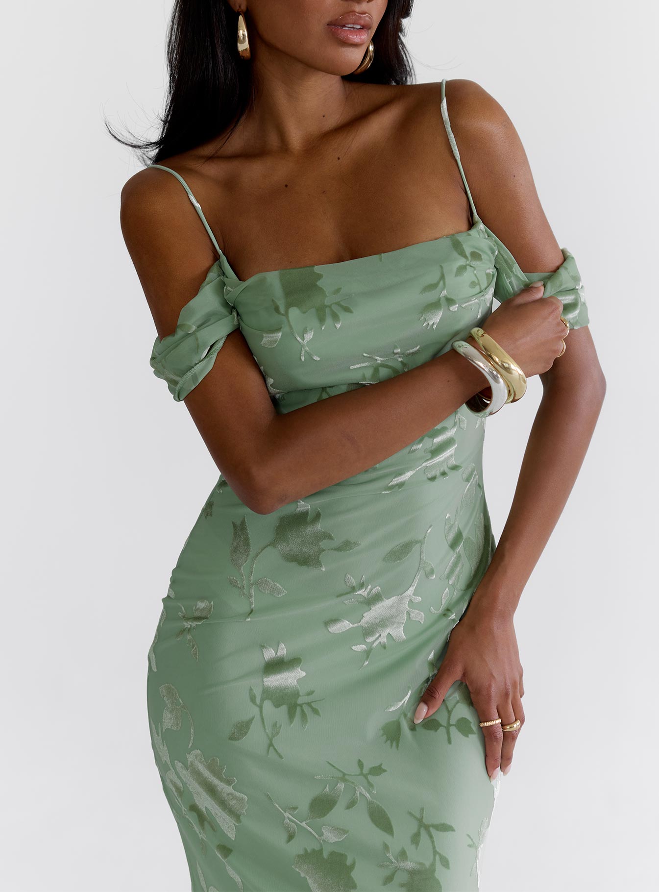 Green Gables Burnout Maxi Dress Sage - Image 3