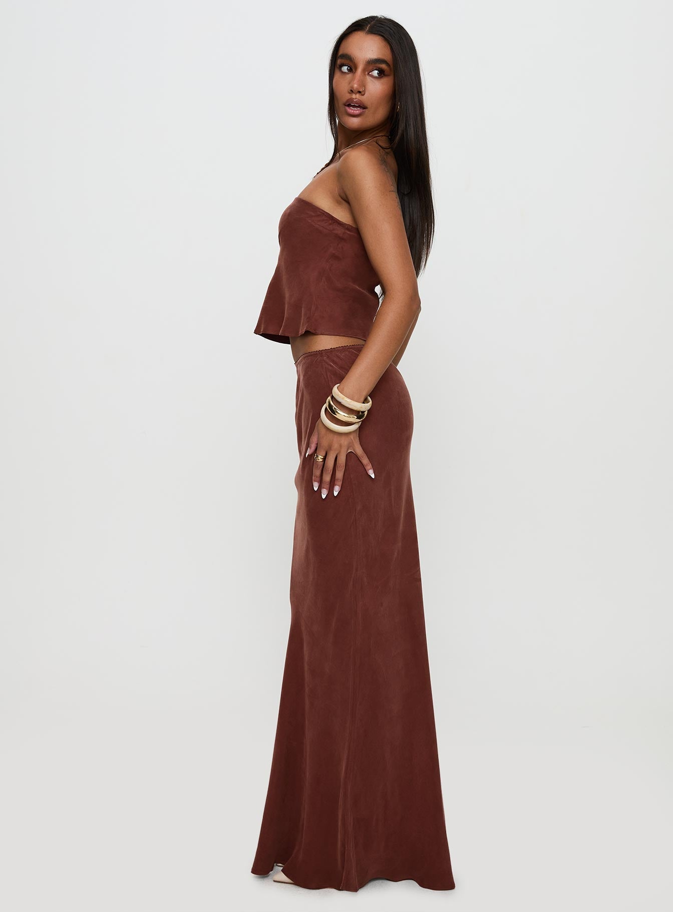 Lucelia Maxi Skirt Brown - Image 4