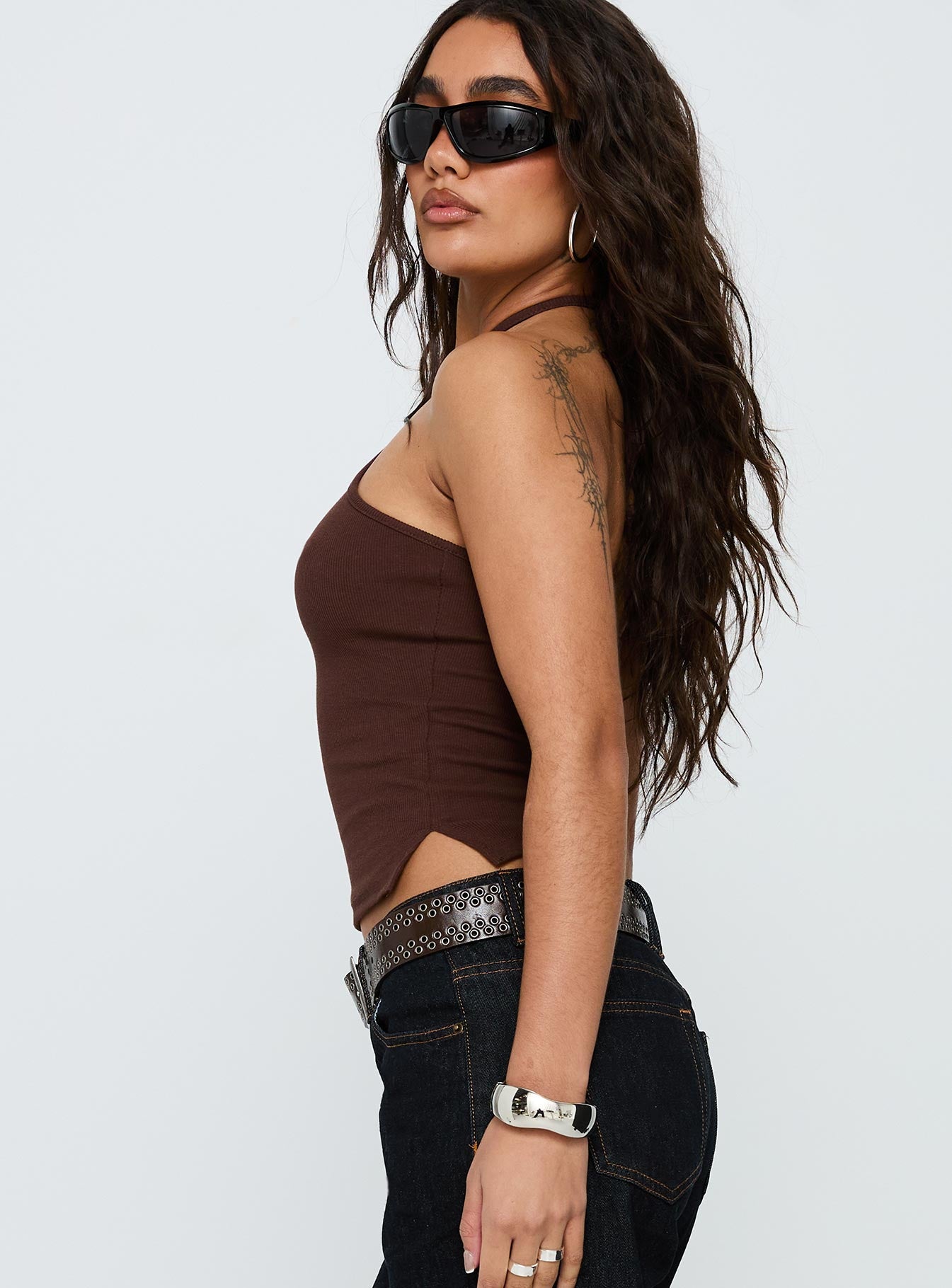 Baseline Halter Rib Top Chocolate - Image 4