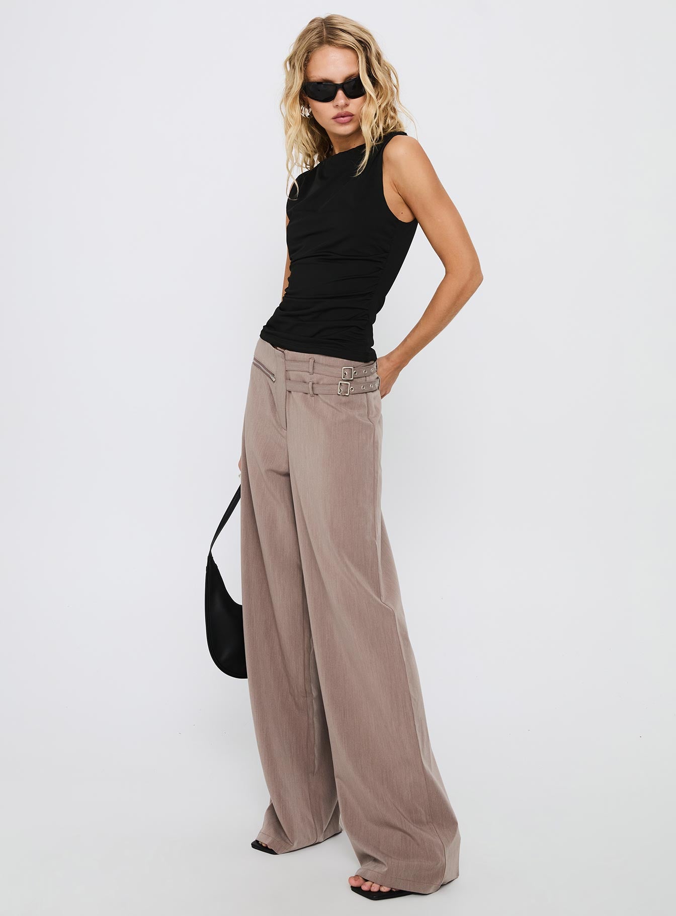 Rinah Belted Pants Brown - Image 4