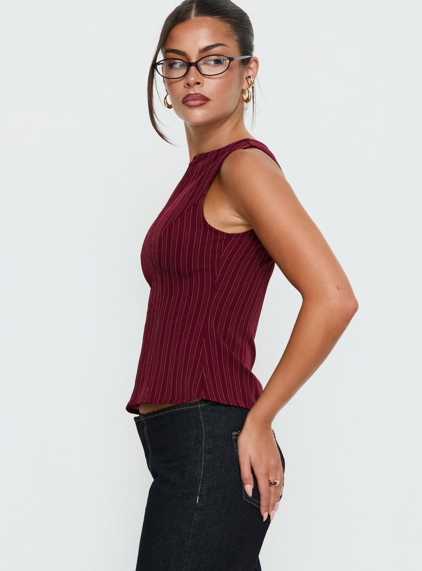 Running Wild Top Burgundy Stripe - Image 4