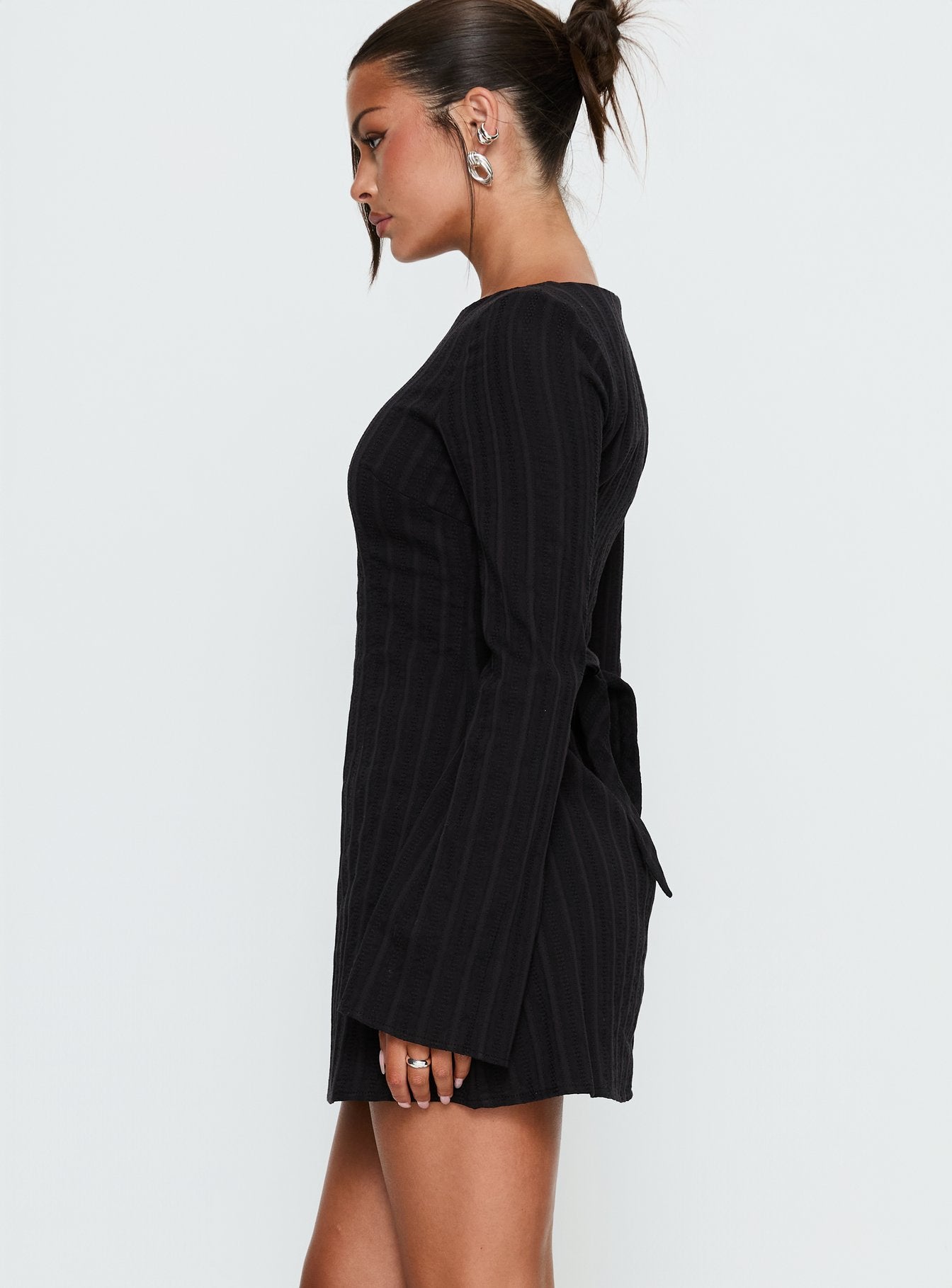 Alfalfa Long Sleeve Mini Dress Black - Image 3