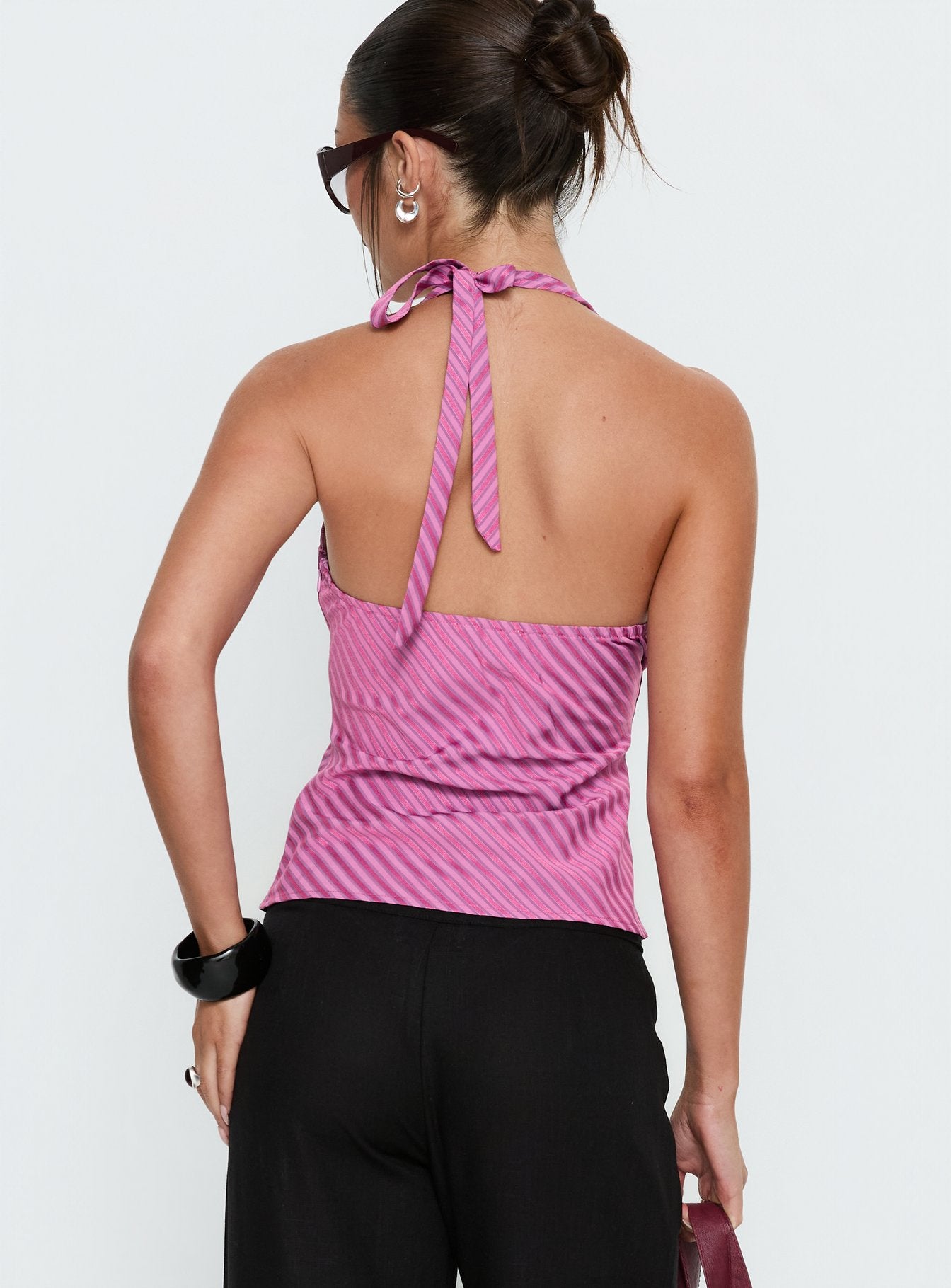 Golden Drift Halter Top Pink Stripe - Image 4