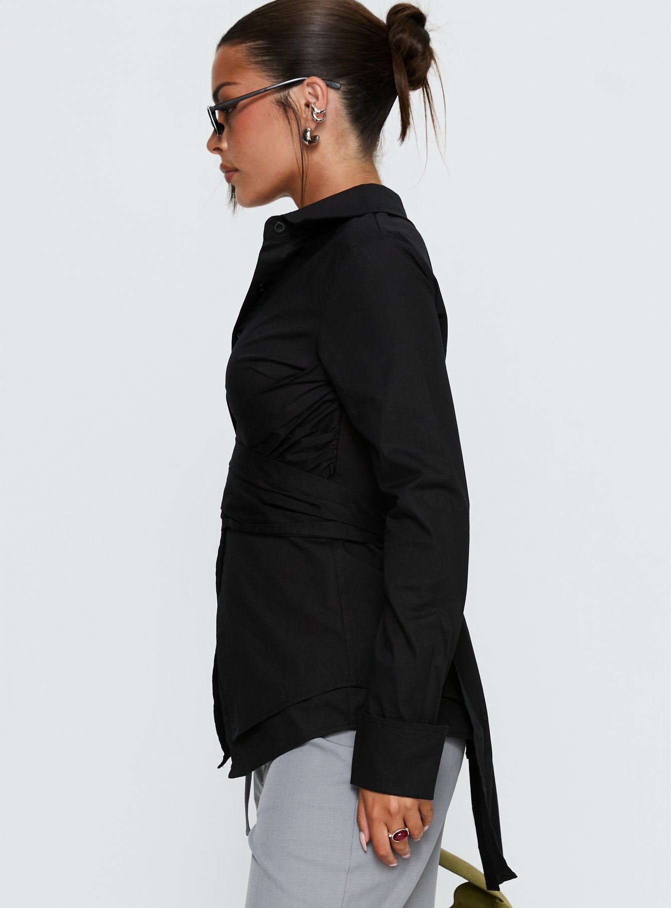 Shapeshifter Twist Long Sleeve Shirt Black - Image 3