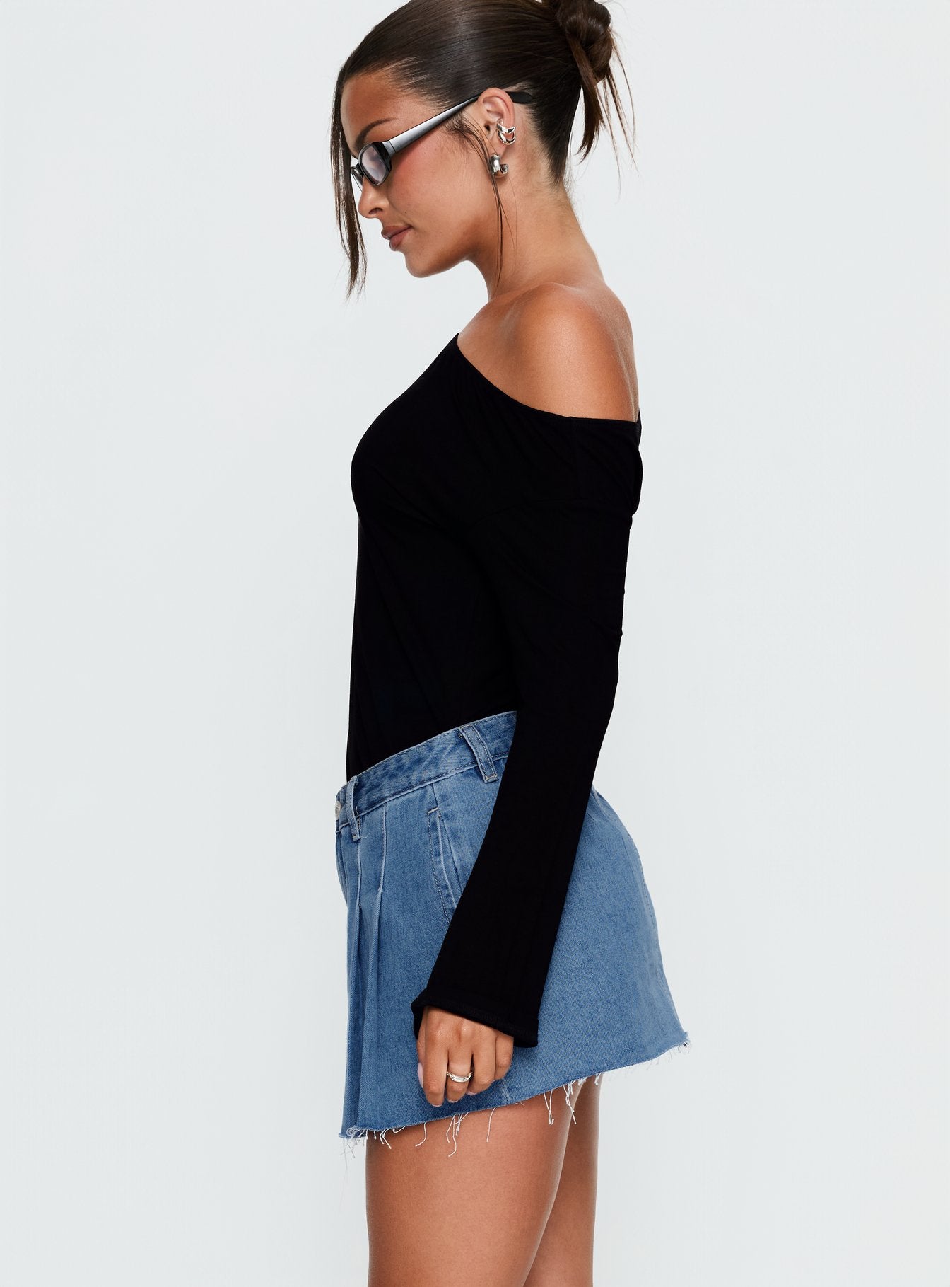 Debera Pleated Mini Skirt Mid Blue Wash - Image 3