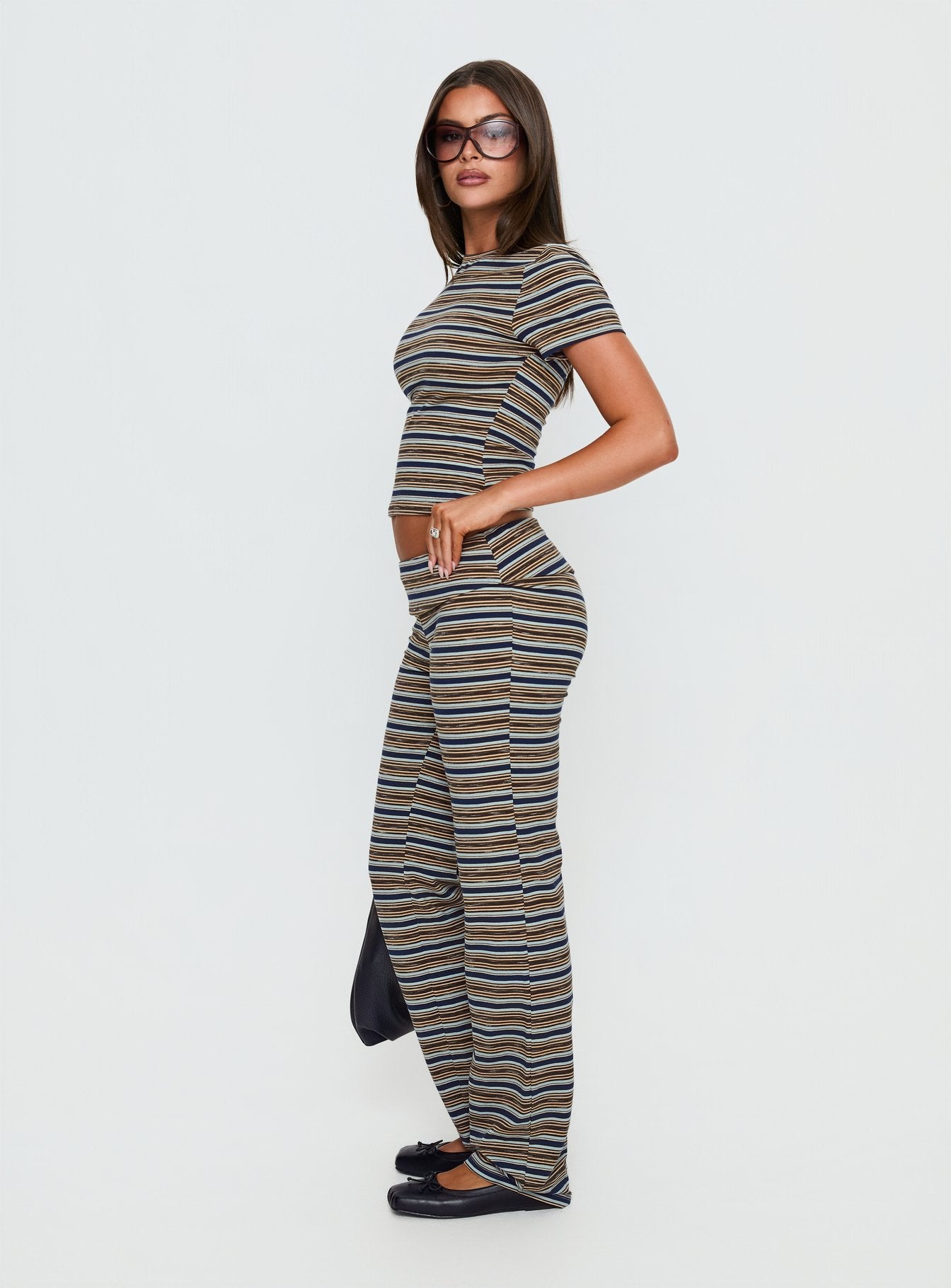 Manolo Foldover Pants Brown / Grey Stripe - Image 4