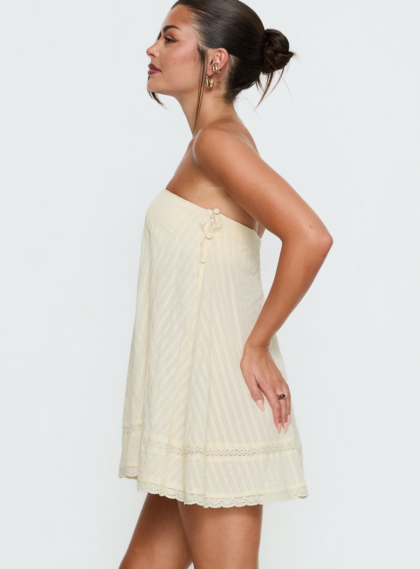 Gypsea Strapless Swing Mini Dress Butter Yellow - Image 4