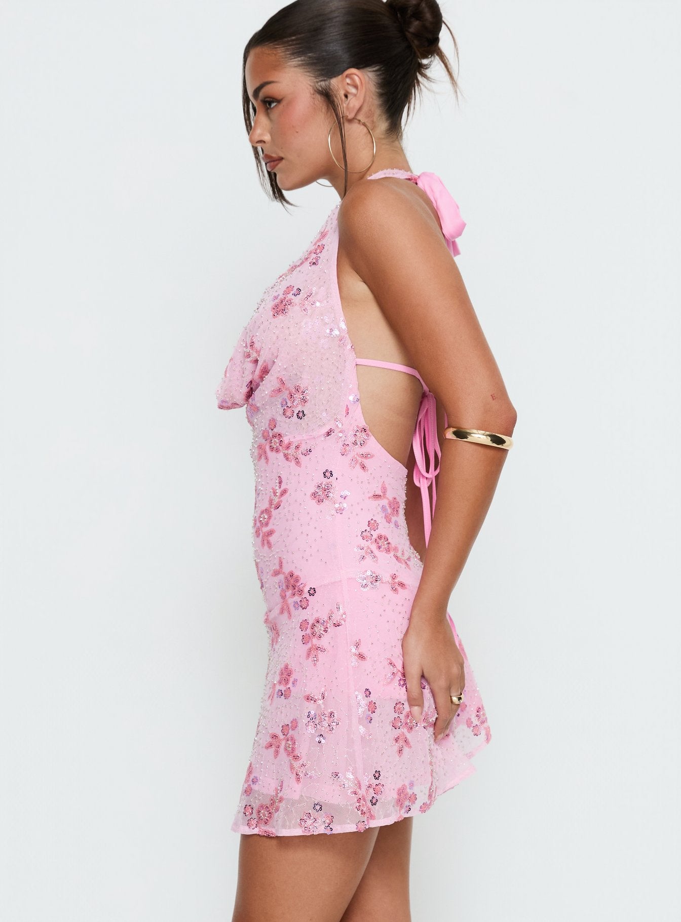 Longer Daylight Cowl Halter Playsuit Pink - Image 4