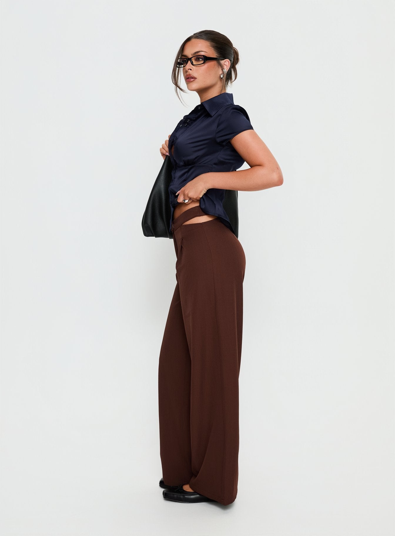 Alys Cut Out Straight Leg Pant Brown - Image 3
