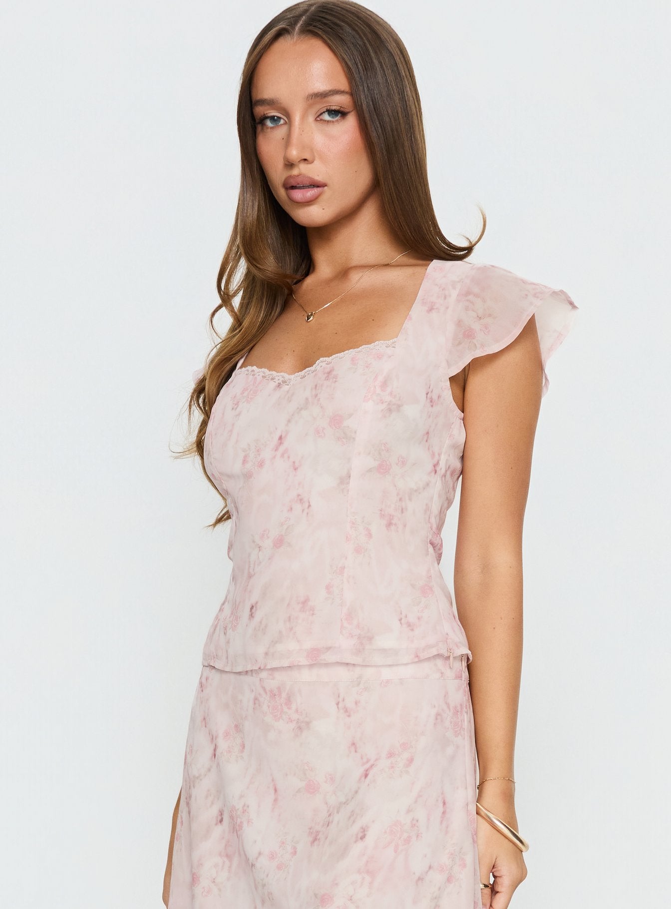 Avaline Lace Trim Blouse Top Pink - Image 4