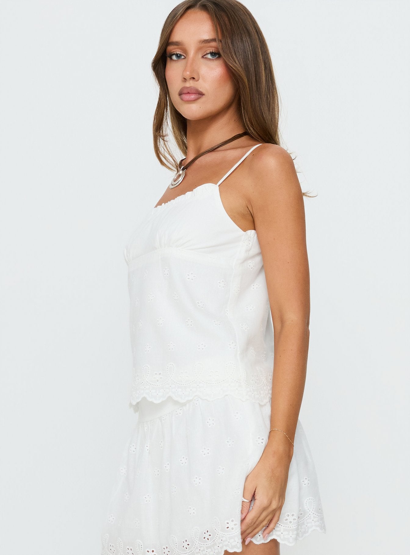Tiriah Embroidered Cami Top White - Image 4