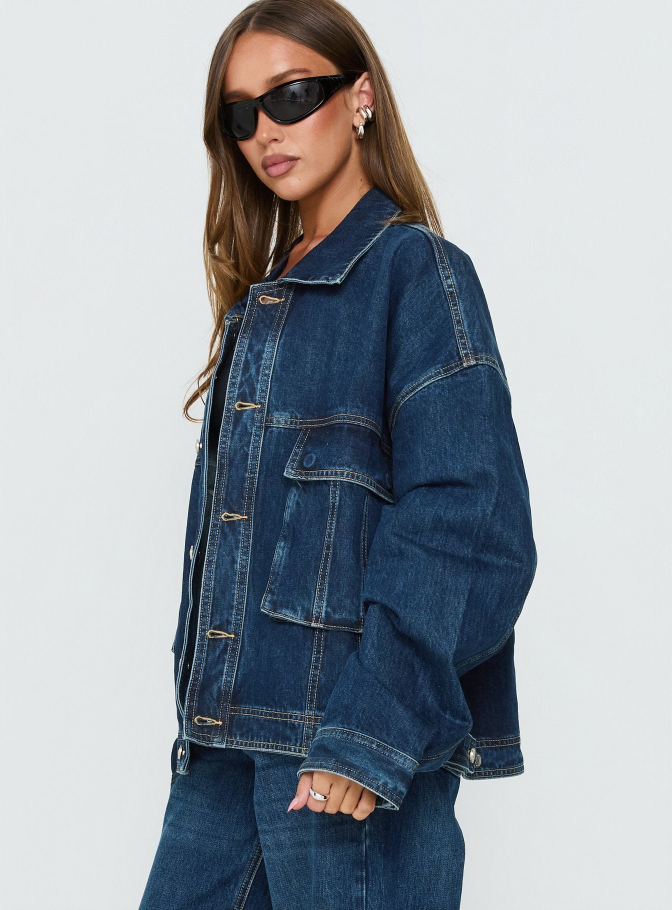 Kier Oversized Jacket Denim Dark Blue Wash - Image 4
