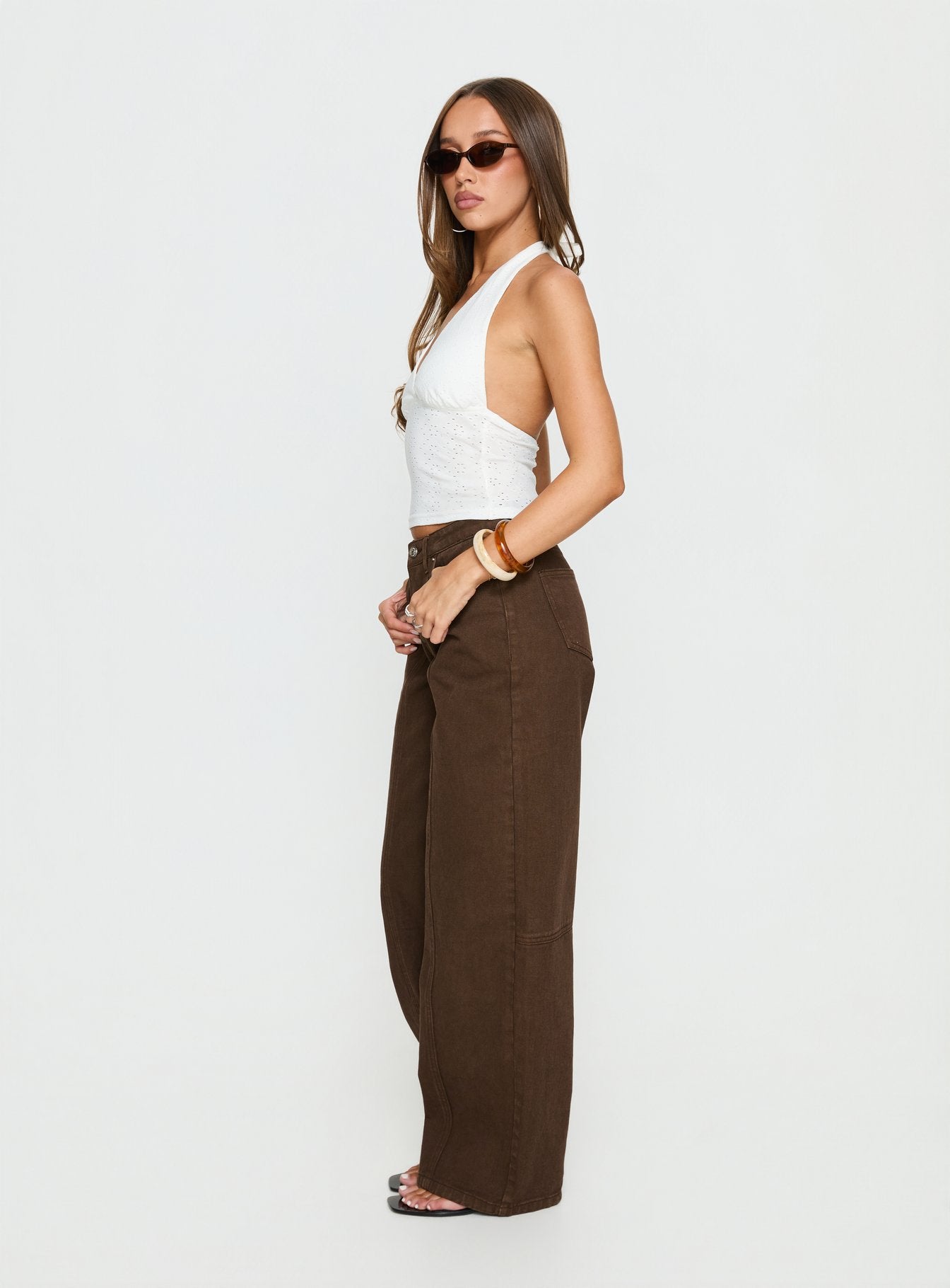 Lando Low Rise Straight Leg Jeans Chocolate - Image 4
