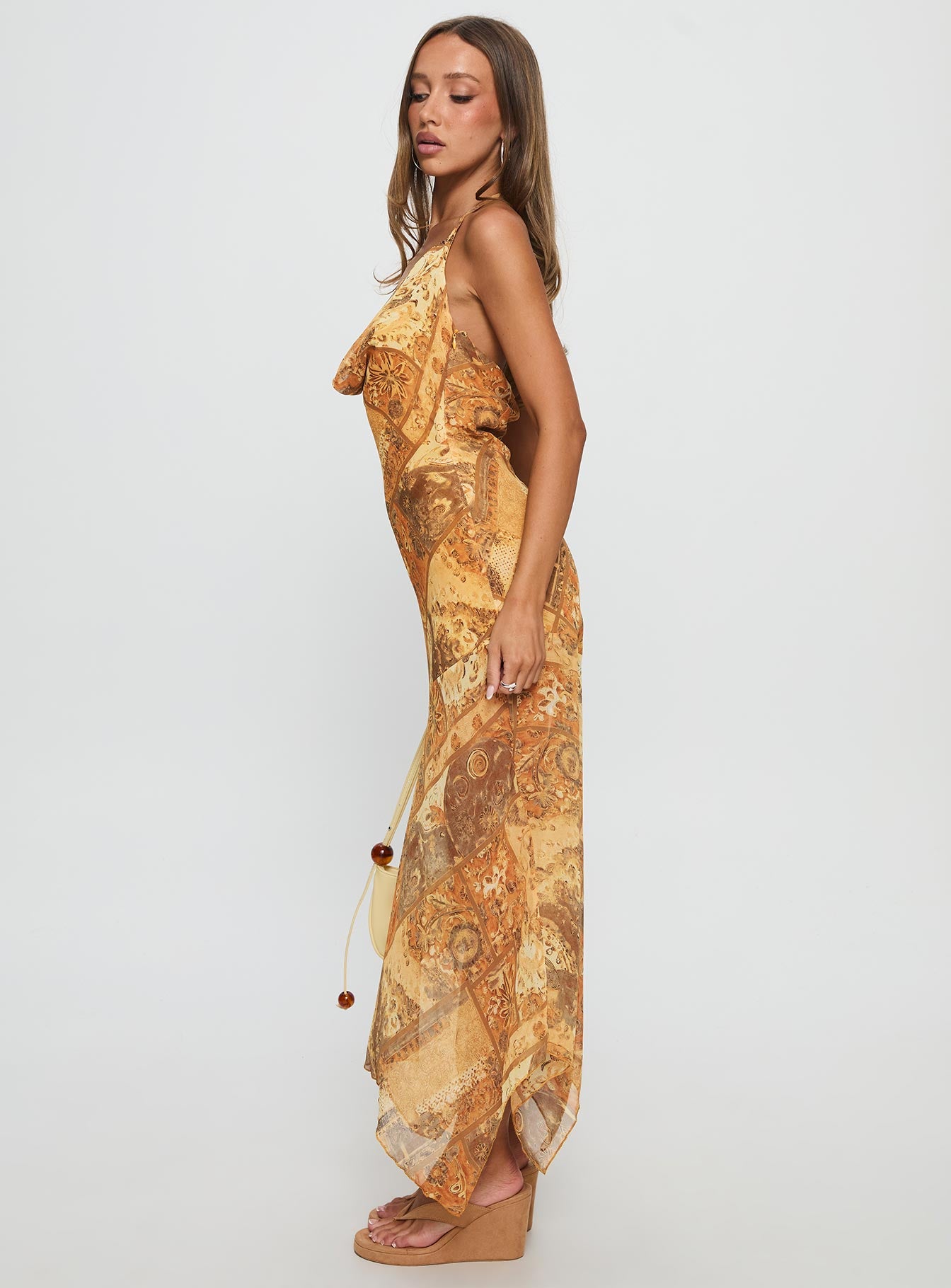 Lyanna Halter Cowl Neck Maxi Dress Multi - Image 5
