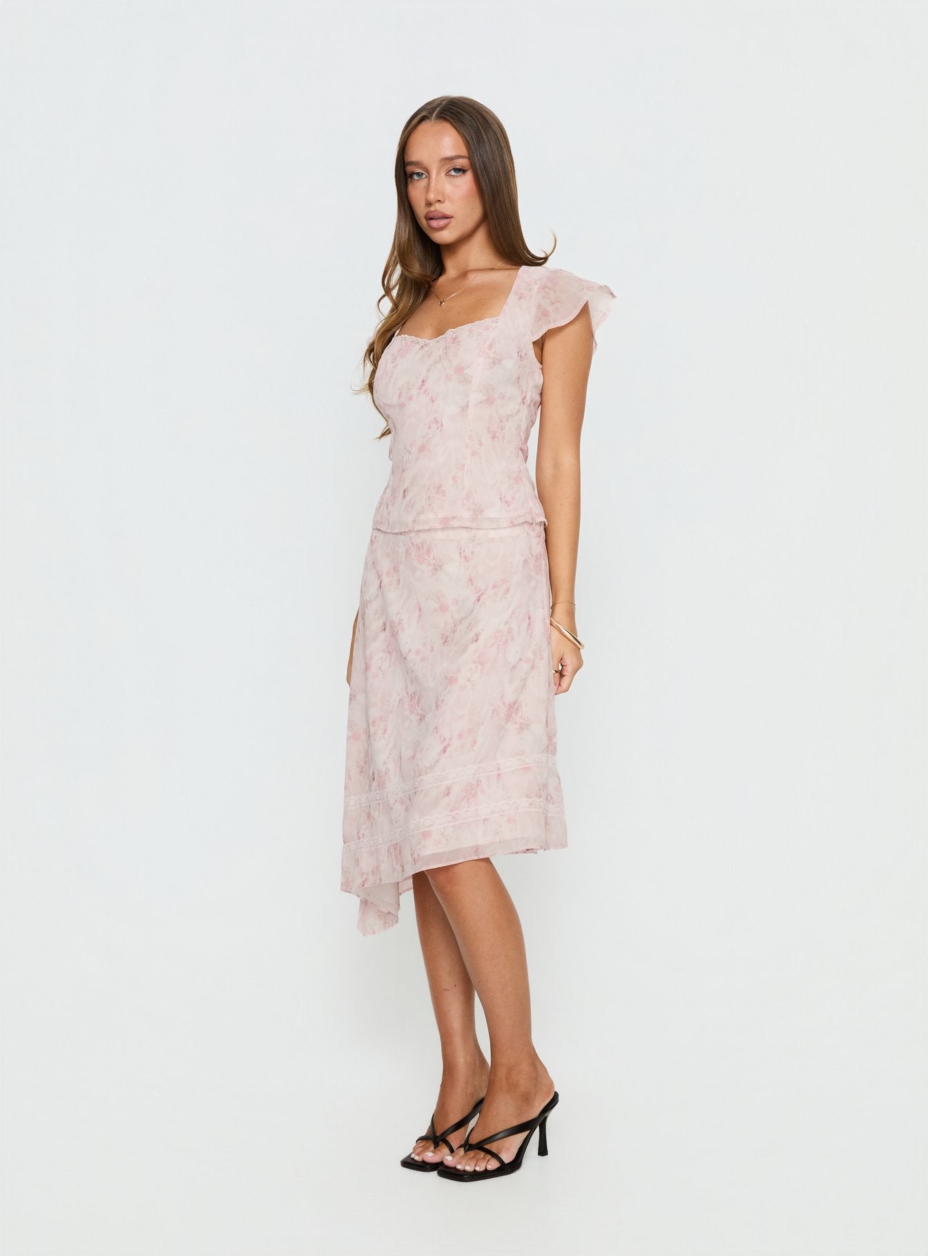 Avaline Asymmetrical Midi Skirt Pink - Image 4