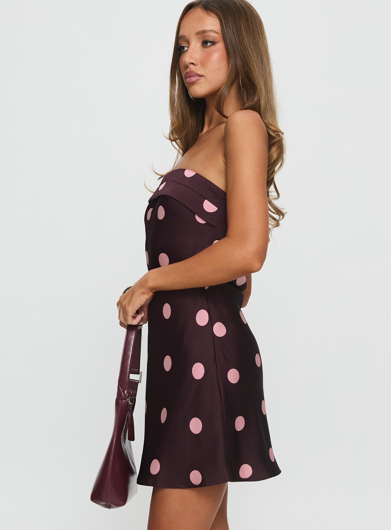 Phillipa Mini Dress Plum / Pink Polka Dot - Image 4