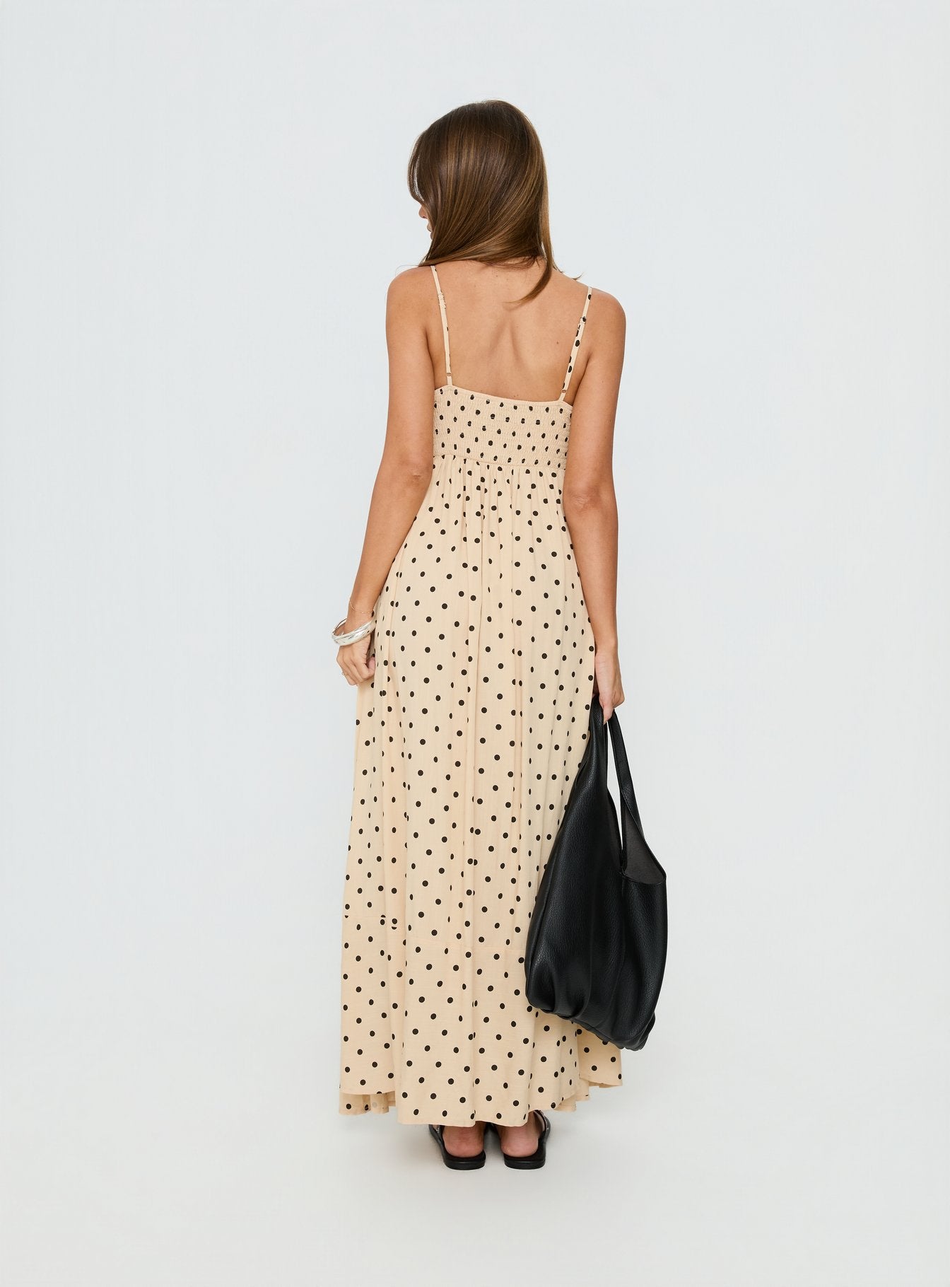 Triniti Square Neck Maxi Dress Cream Polka Dot - Image 4