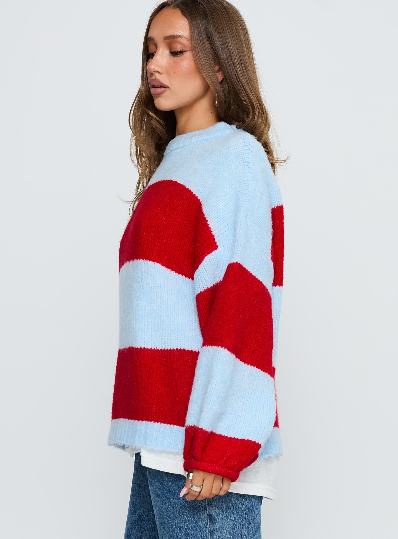 Bastien Crew Neck Knit Sweater Blue / Red - Image 4