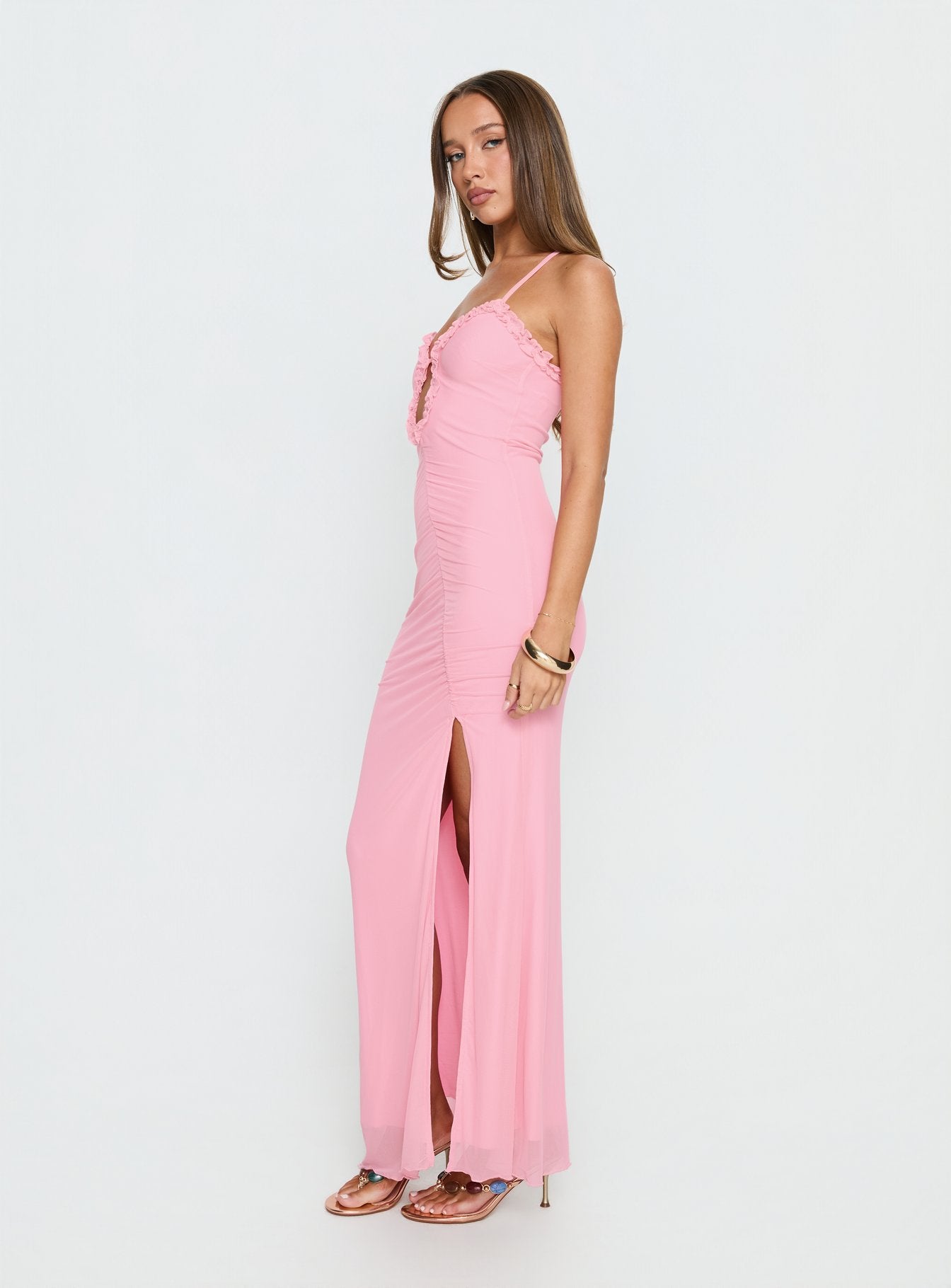 Soulina Ruched Maxi Dress Pink - Image 3