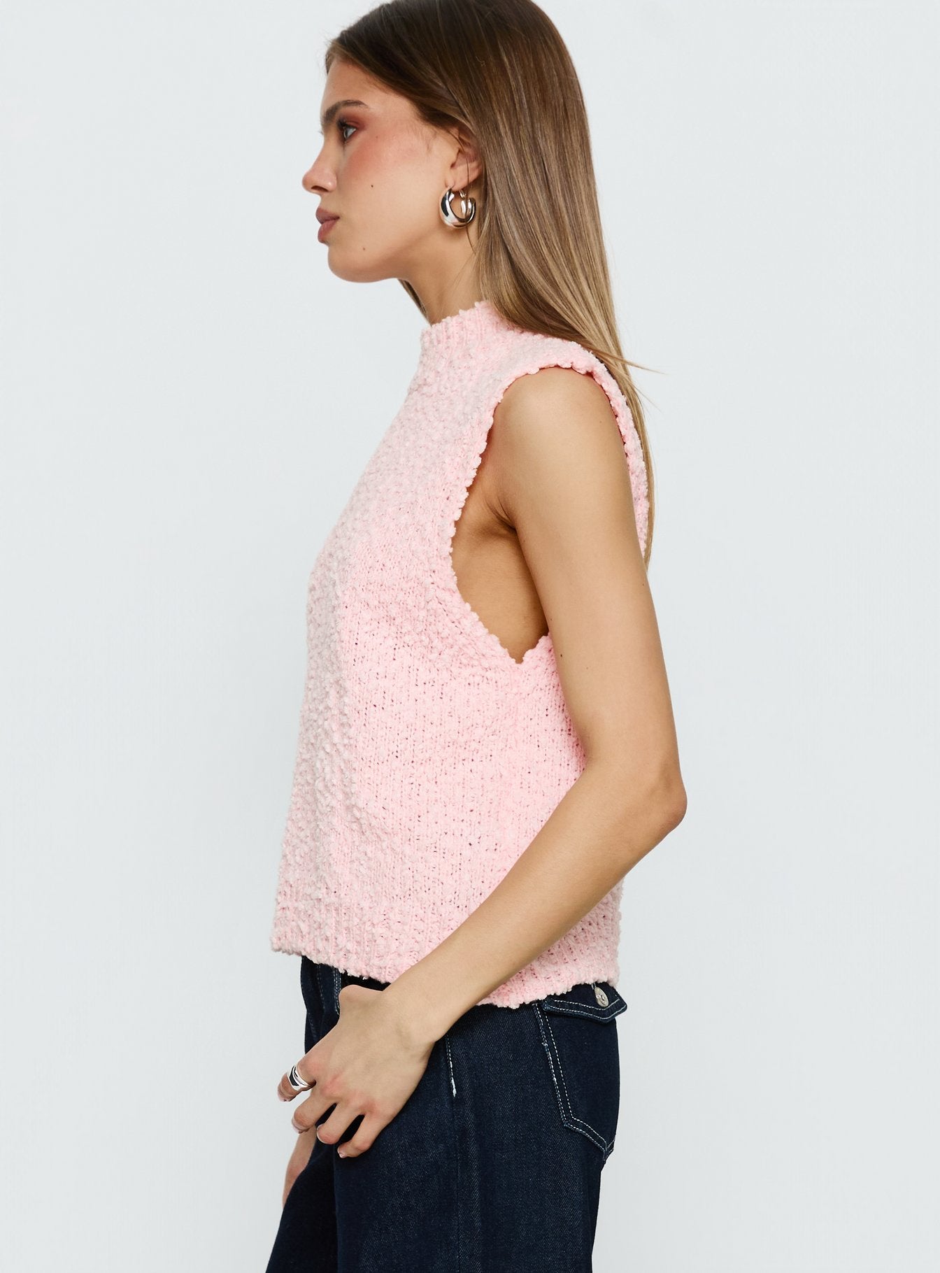 Lanette High Neck Sleeveless Top Soft Pink - Image 3