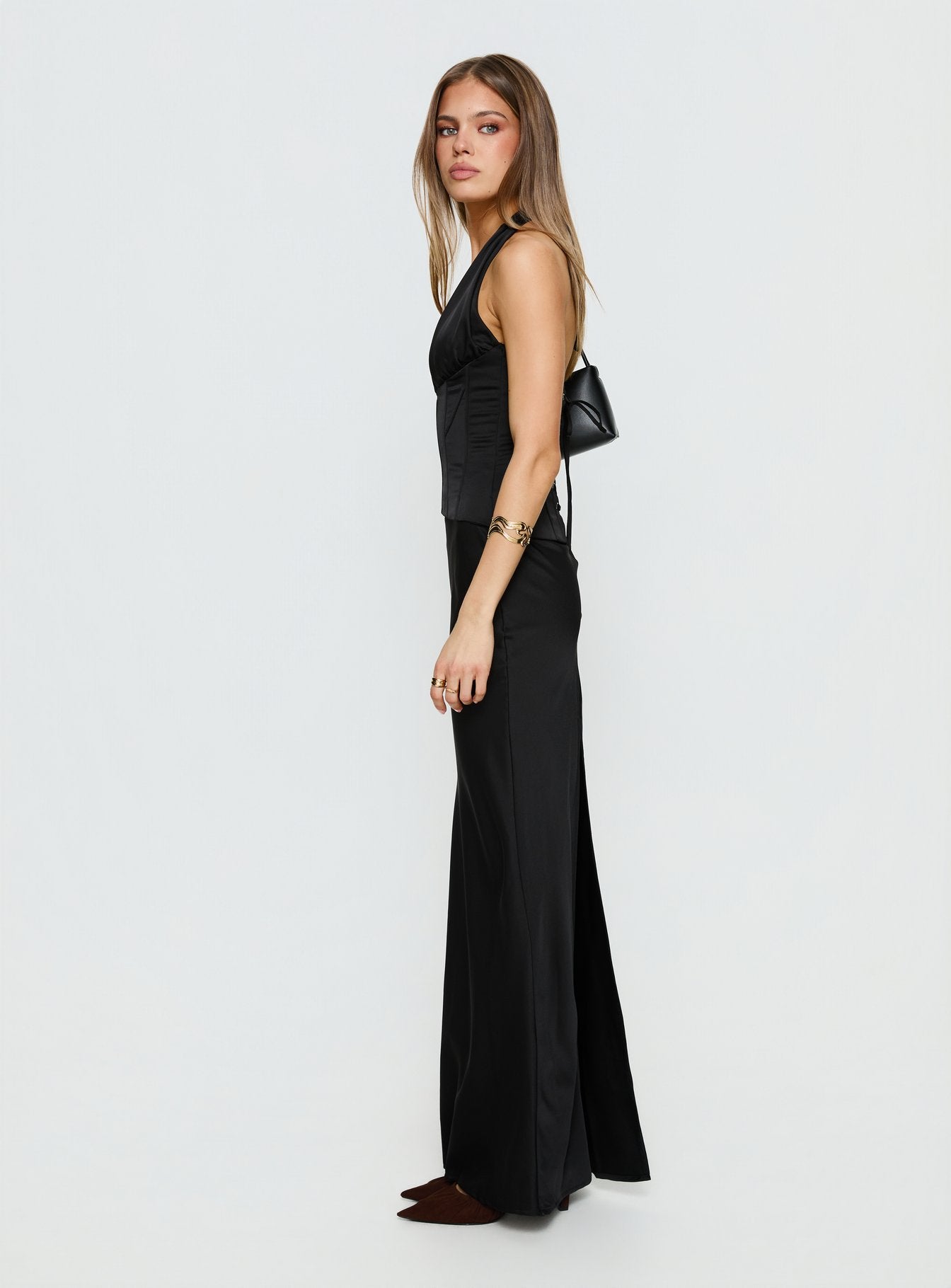 In A Trance Halter Corset Maxi Dress Black - Image 4