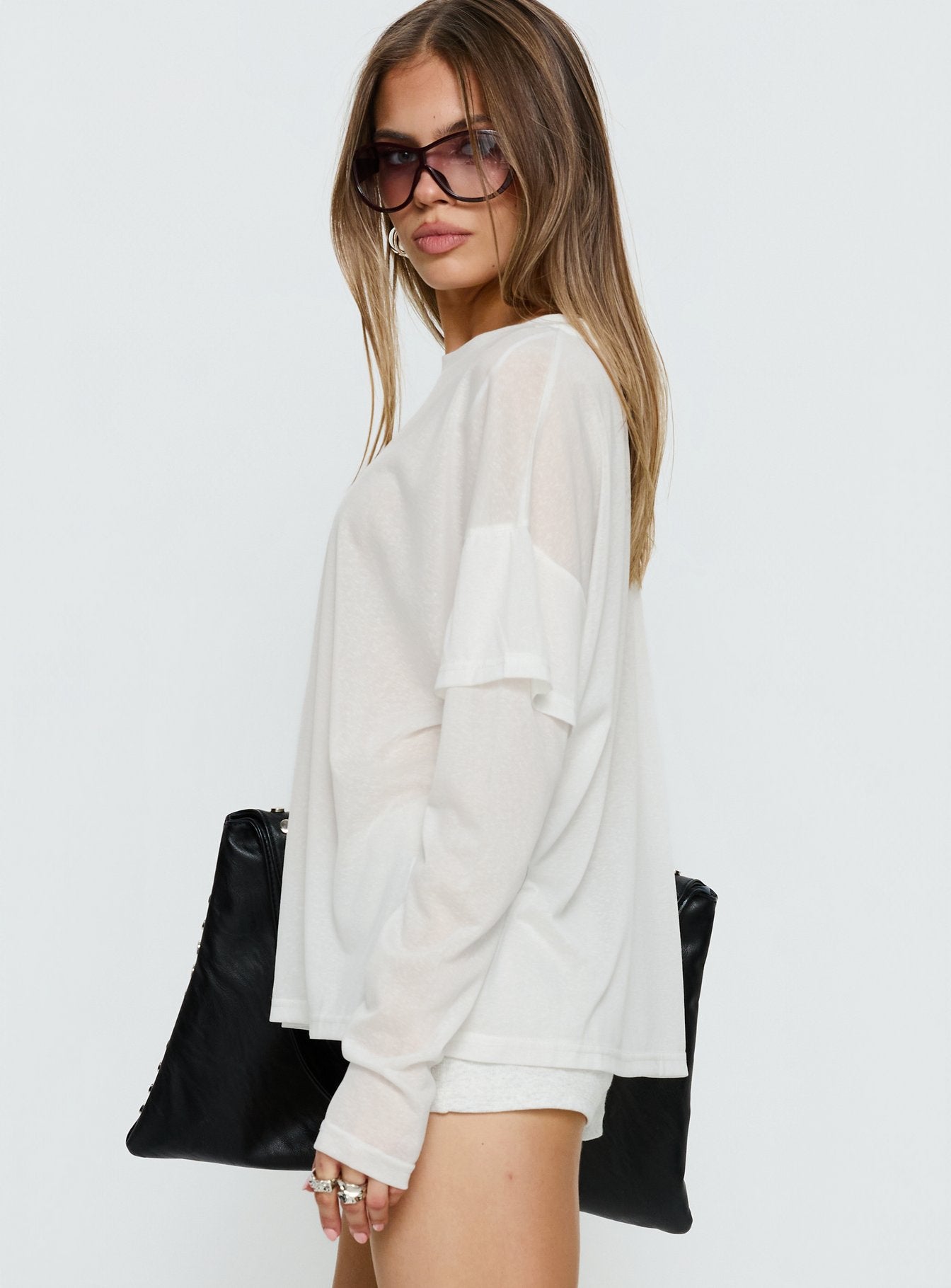 Settle Down Layered Long Sleeve Top White - Image 4