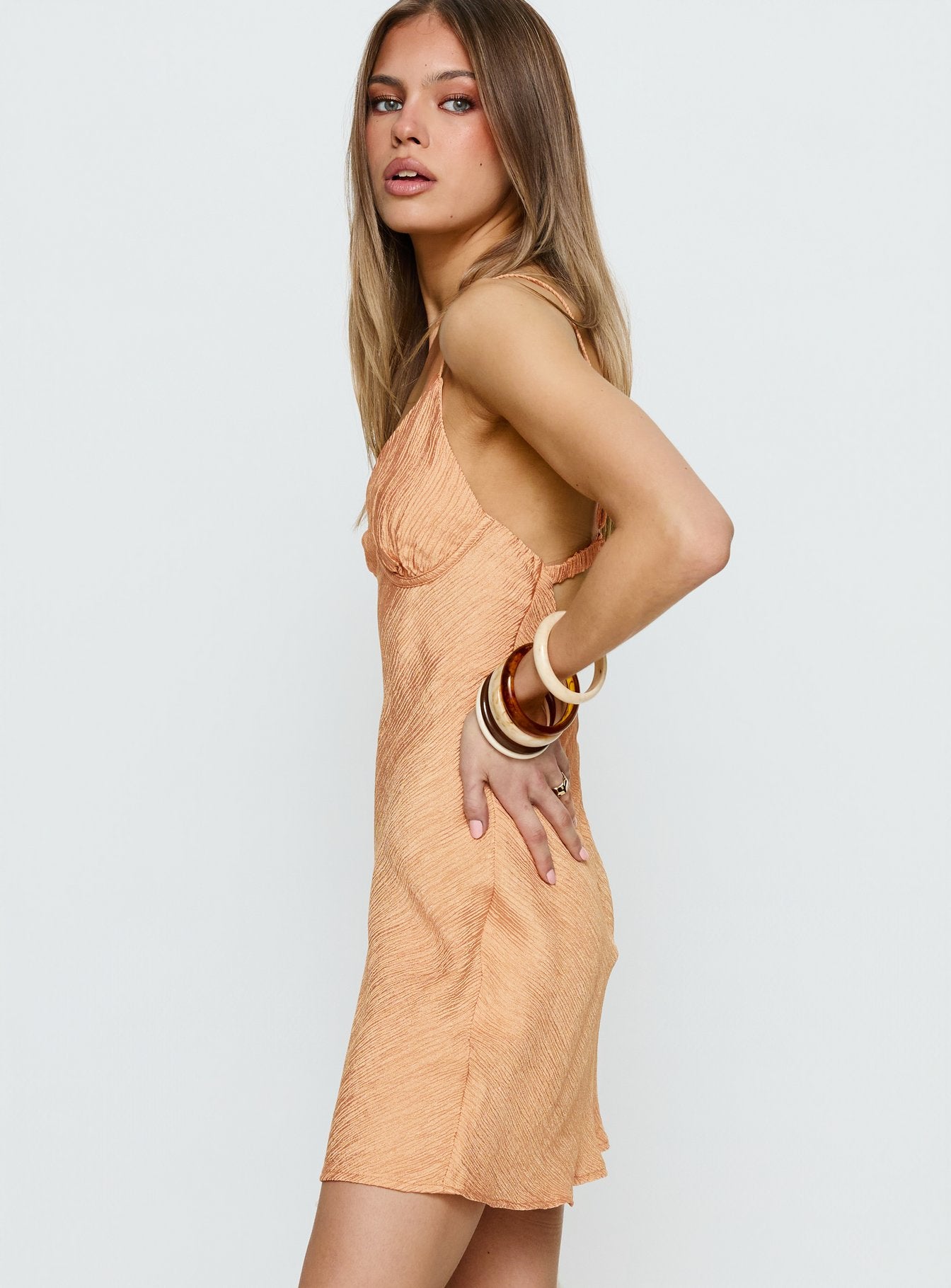 Makaia Balconette Mini Dress Sorbet Orange - Image 3