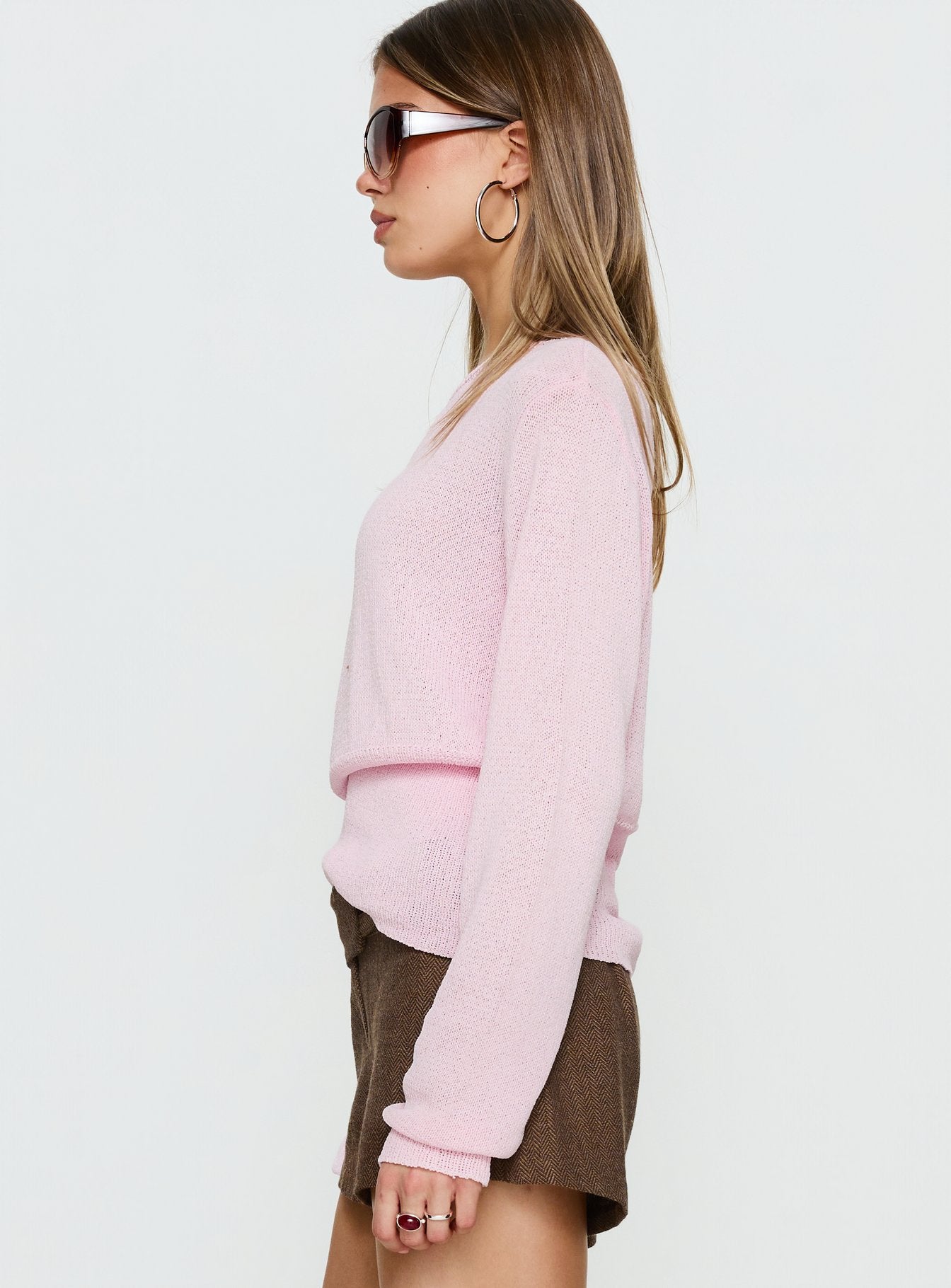 Xaria Off Shoulder Knit Sweater Pink - Image 4