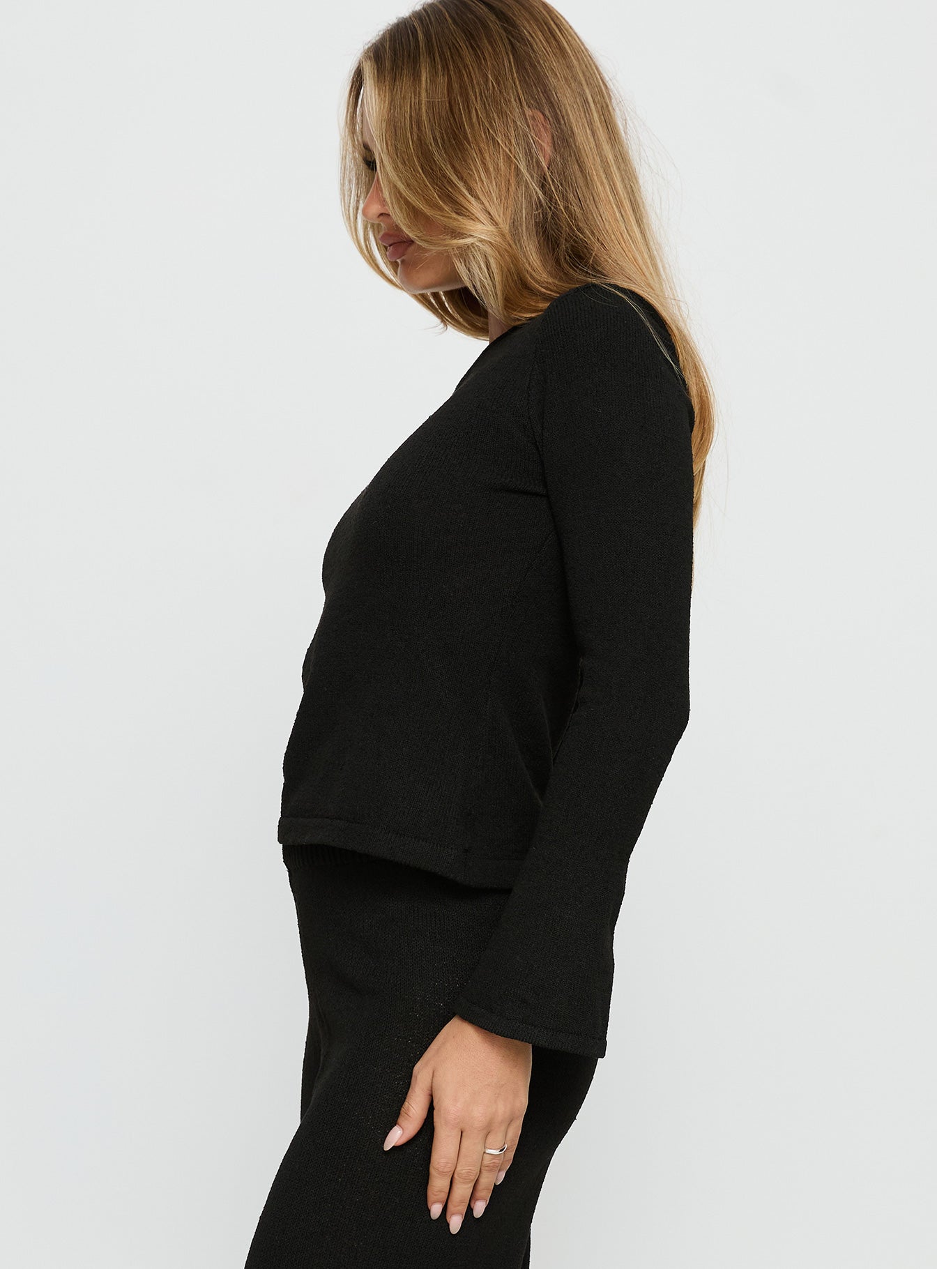 Jaede Off Shoulder Knit Sweater Black - Image 3