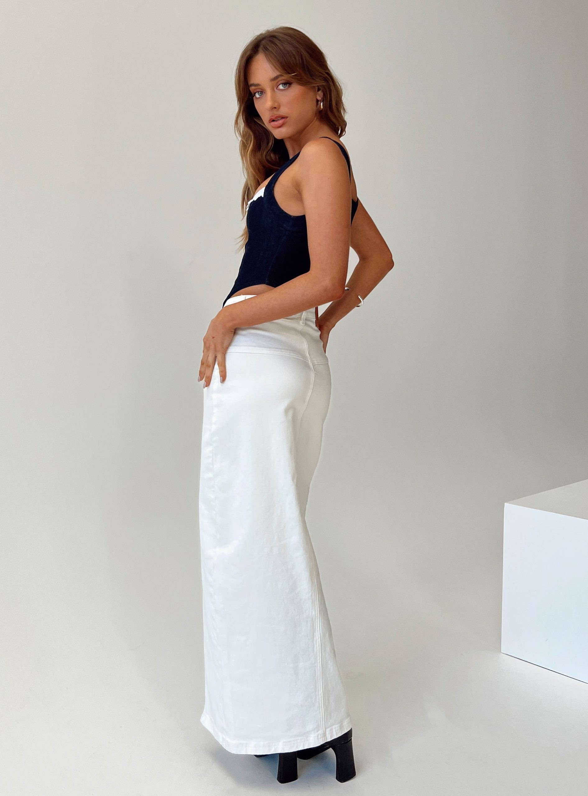 Batkins Maxi Skirt Cream Denim - Image 3