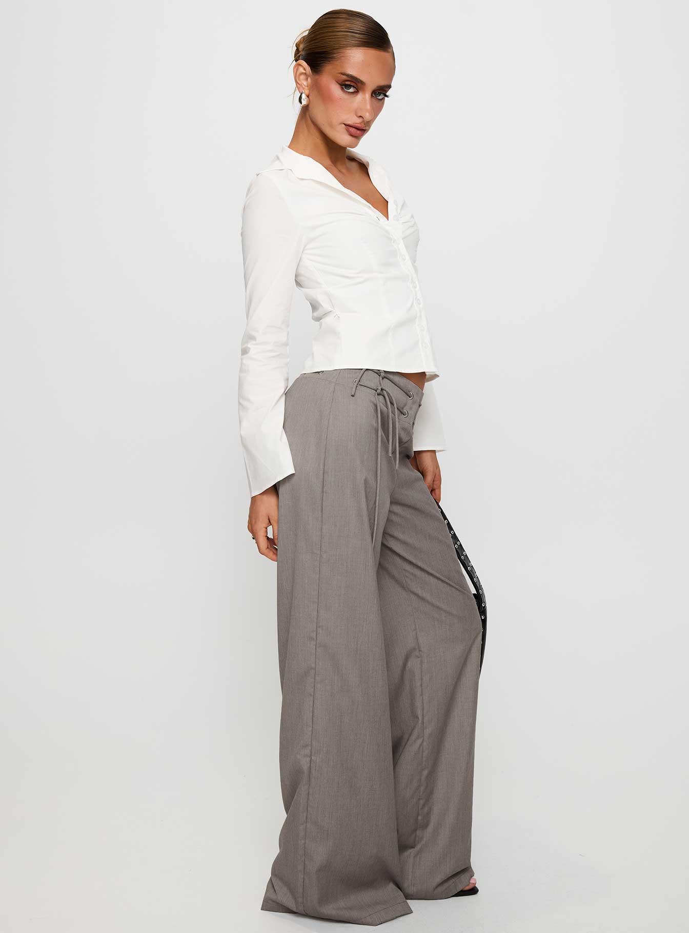 Just Have Fun Wide Leg Pant Grey Petite - Image 5