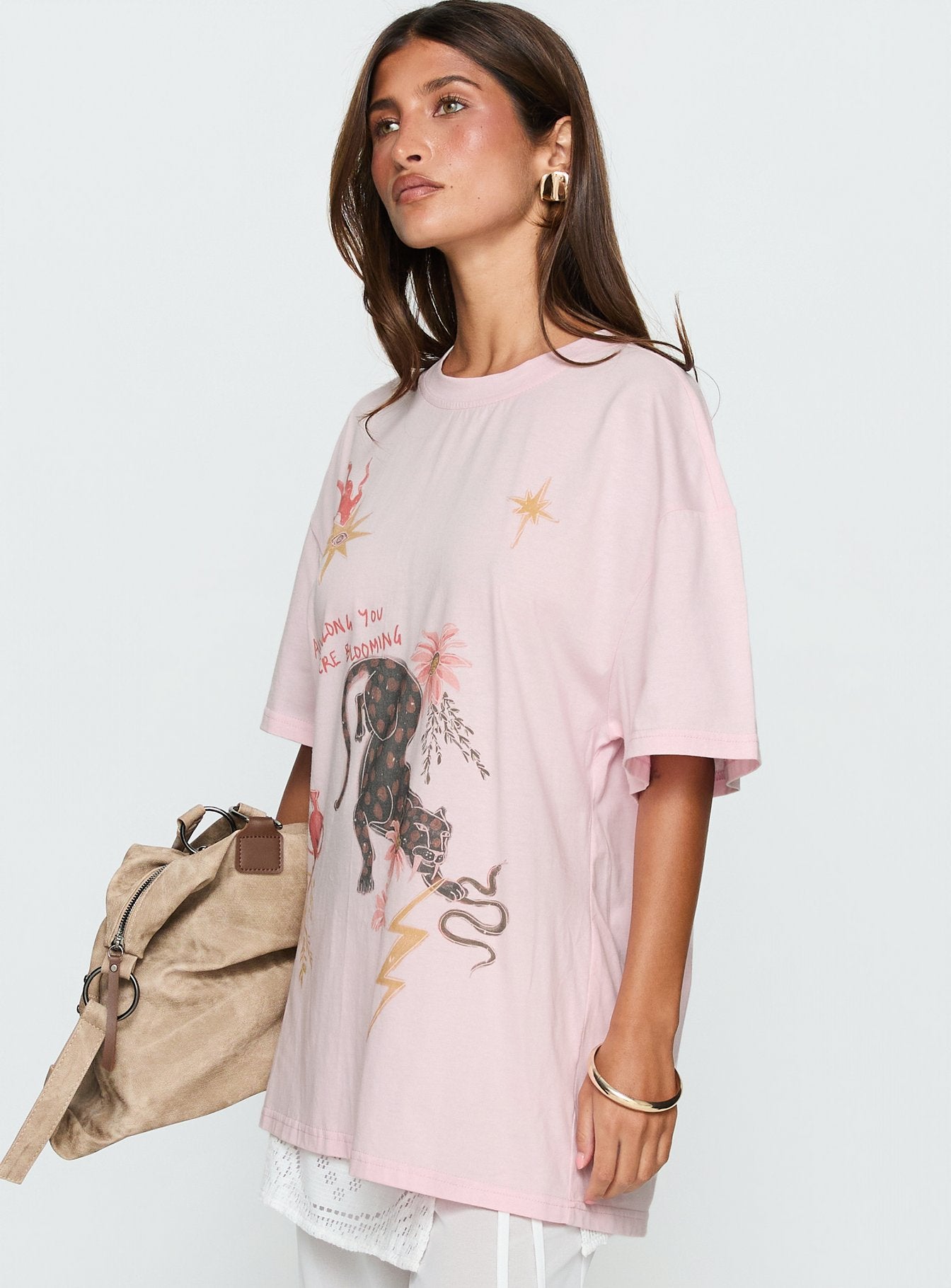 Blooming Love Oversized Graphic Tee Pink - Image 3