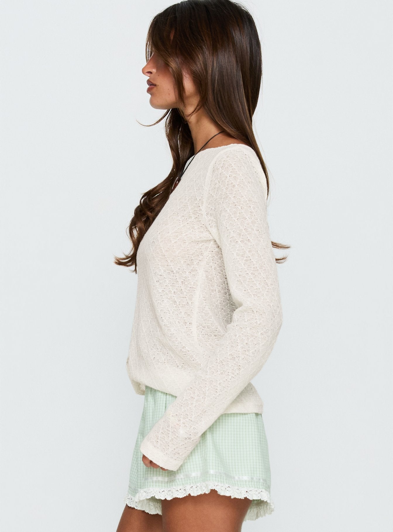 Rhubarb Lace Shorts Green Check - Image 4