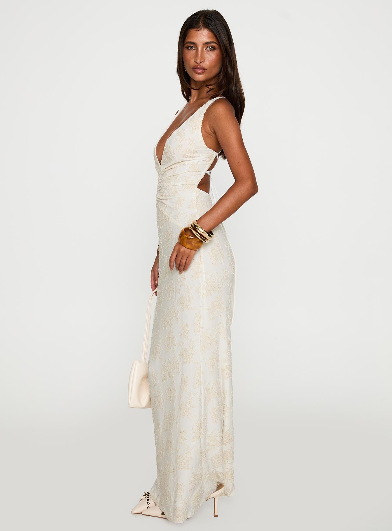 Starcrossed Halter Maxi Dress Cream - Image 4