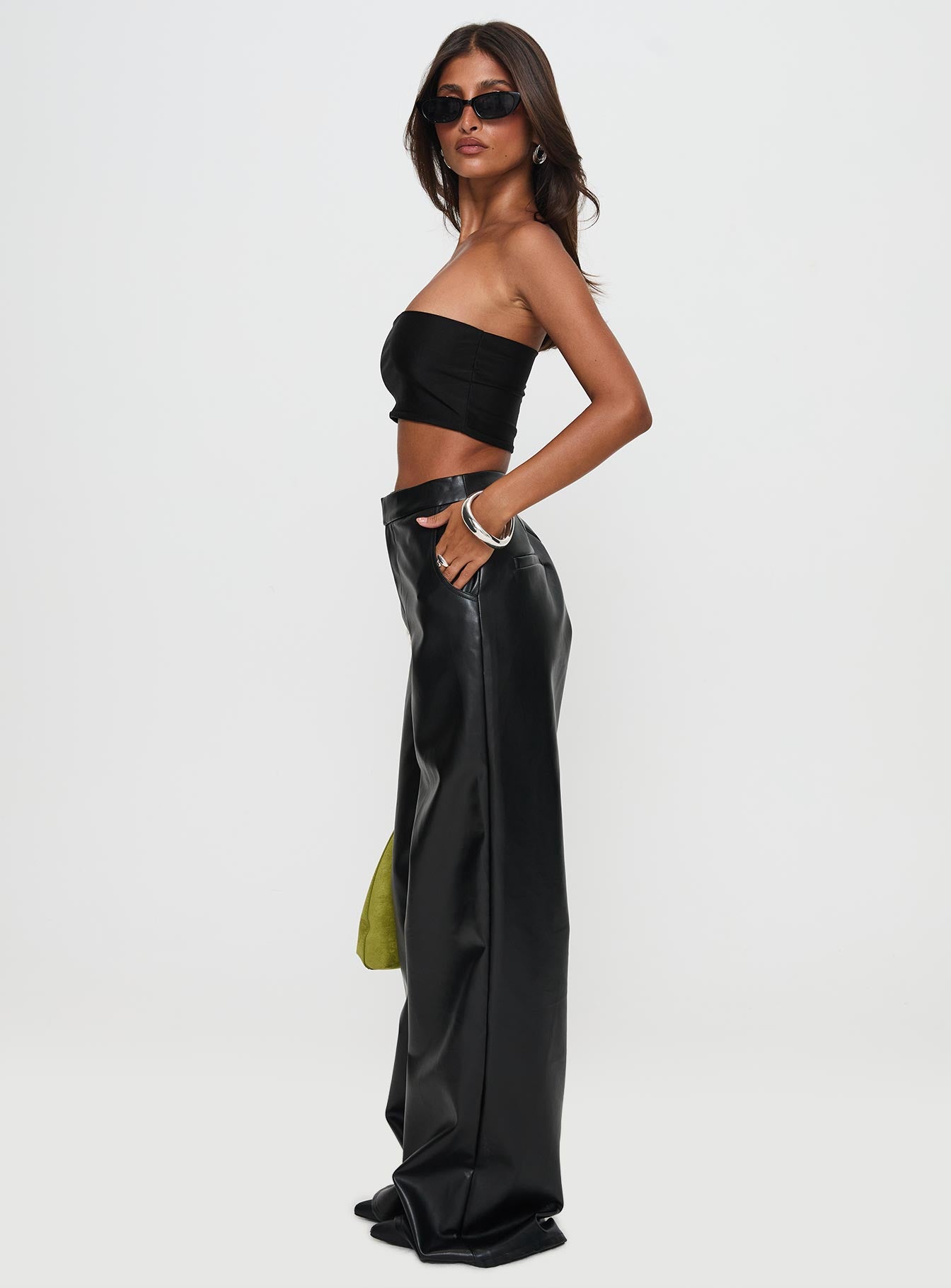 Tempted Faux Leather Pant Black - Image 4