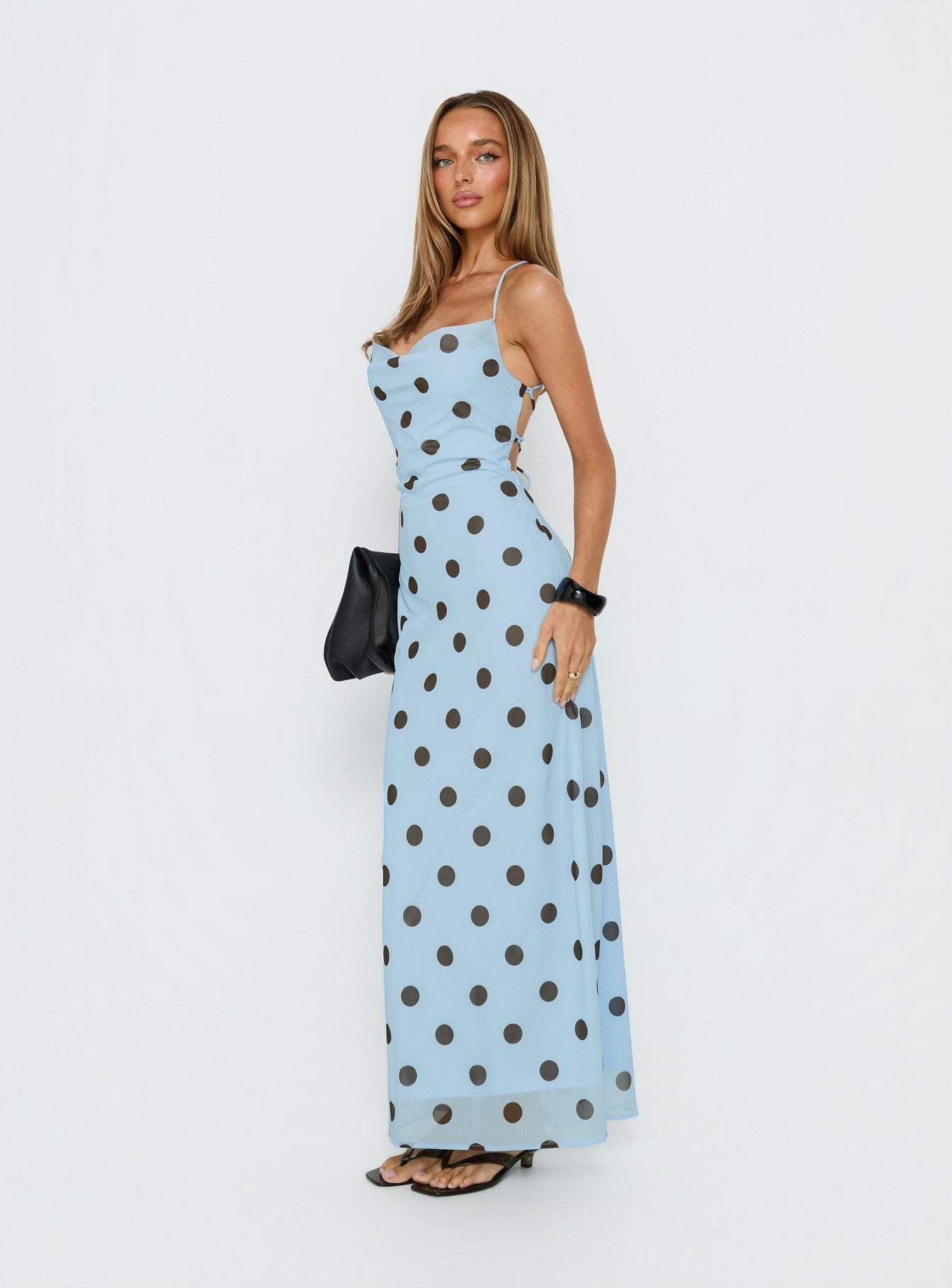 Celena Maxi Dress Blue Polka Dot - Image 4