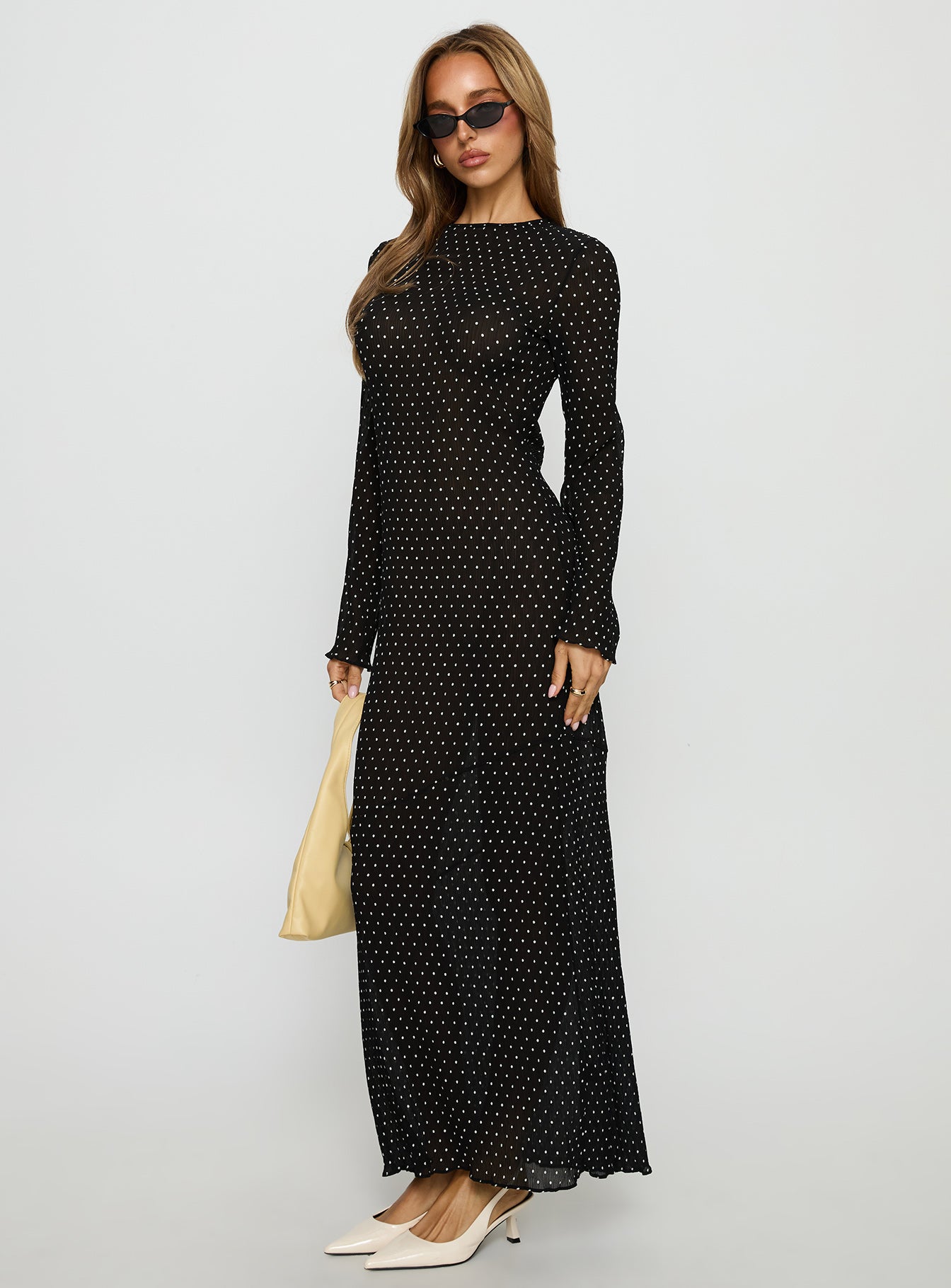 Haven Long Sleeve Maxi Dress Noir Polka - Image 4
