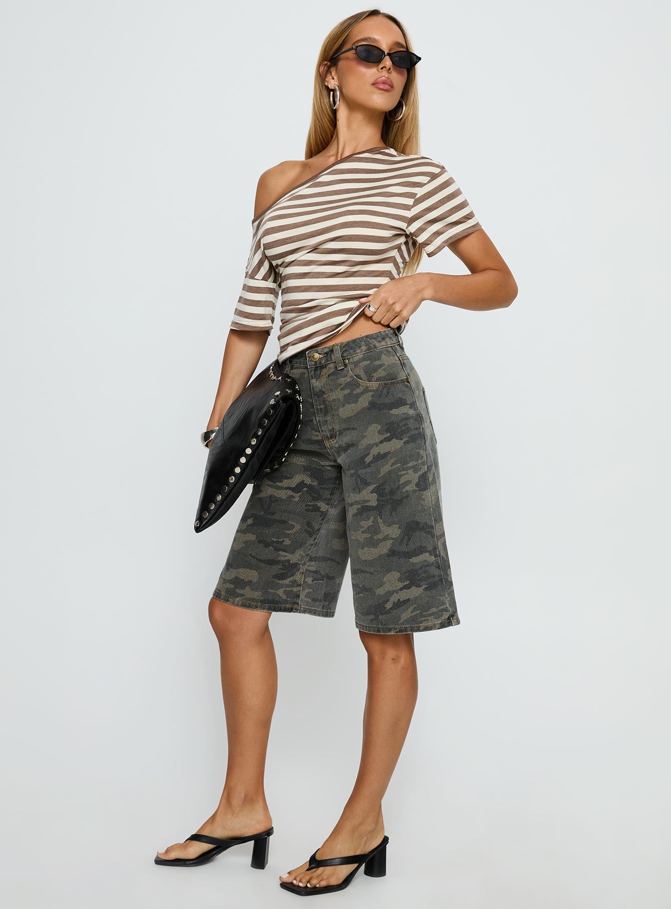 Tag Longline Denim Jorts Washed Camo - Image 4