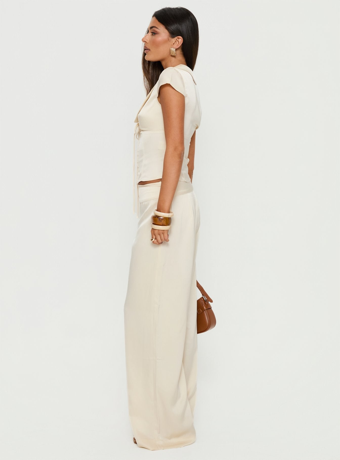 Aubrette Satin Tie Pants Cream - Image 5