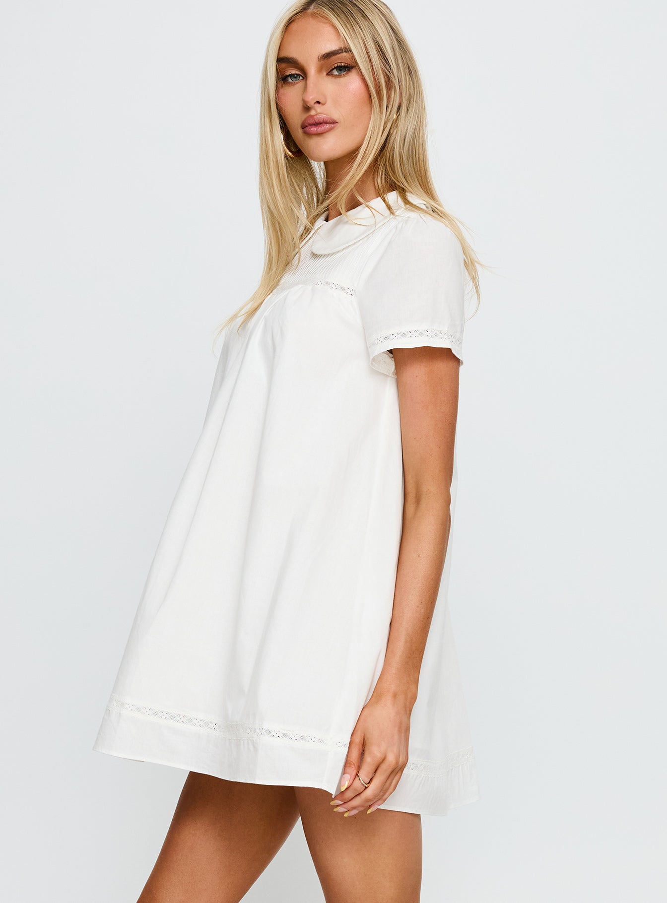 Bethanne Babydoll Mini Dress White - Image 4