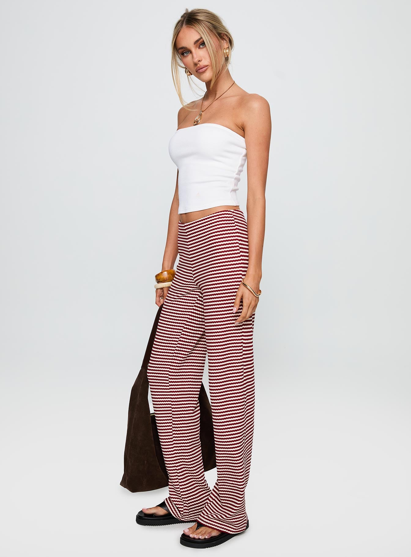 Next To Me Lounge Pant Red / White Stripe - Image 4
