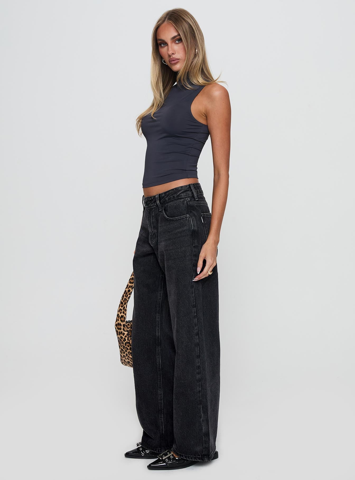 Serenitia Mid Rise Straight Leg Jeans Washed Black Tall - Image 3