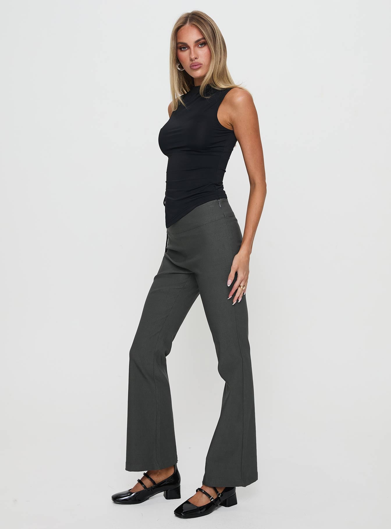 Everyday Flared Pants Slate Grey - Image 4