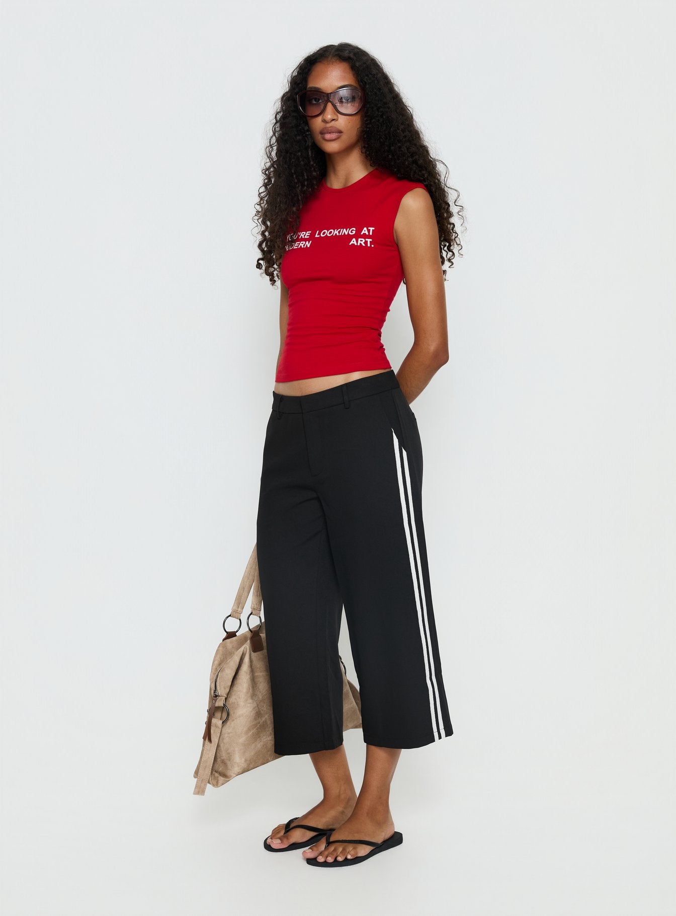 Modern Art Graphic Baby Tee Red - Image 4